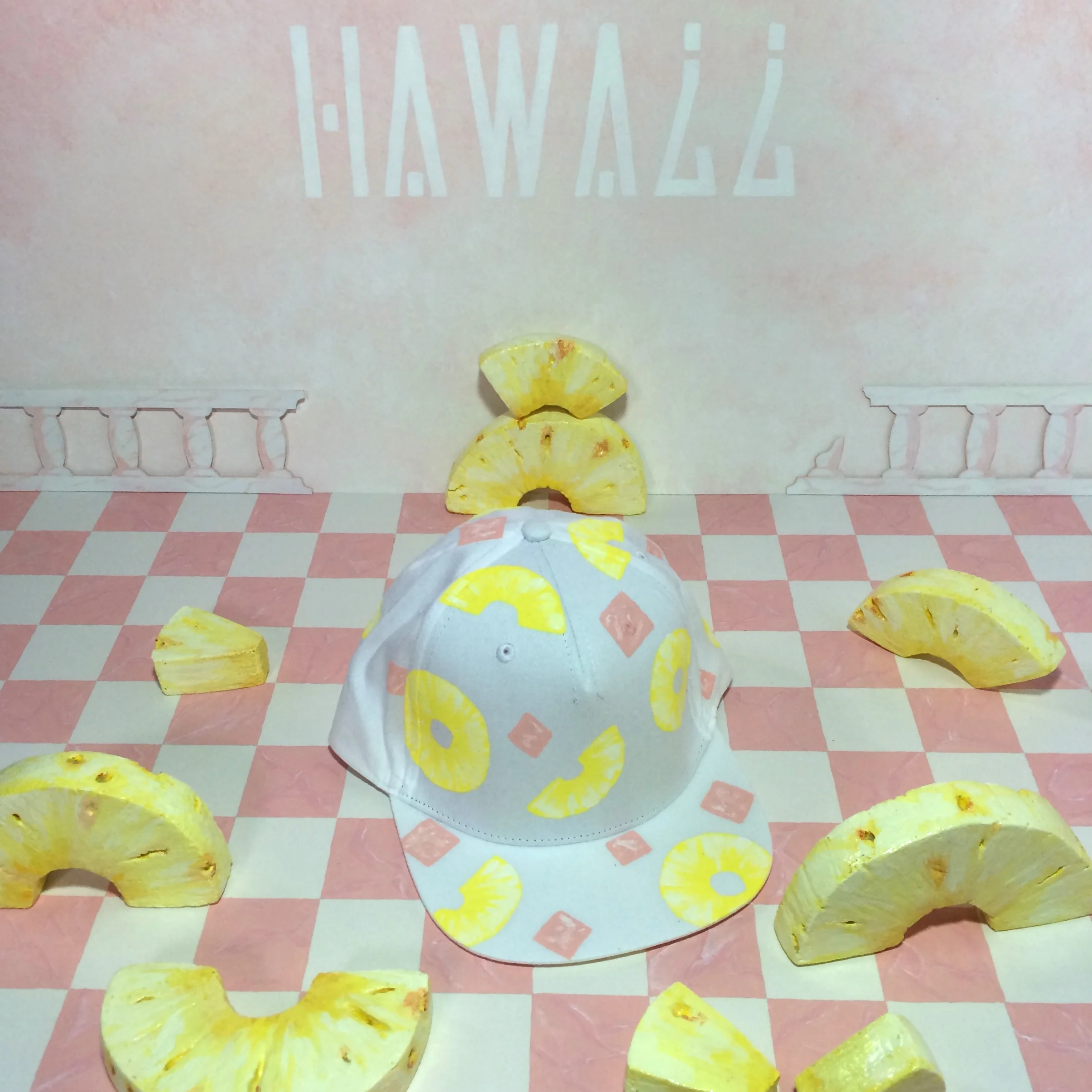  2016  Hand-Painted 'Ham and Pineapple' Snapback Cap (for sale)  (Artwork/Props also made by Stupendous Tremendous) 