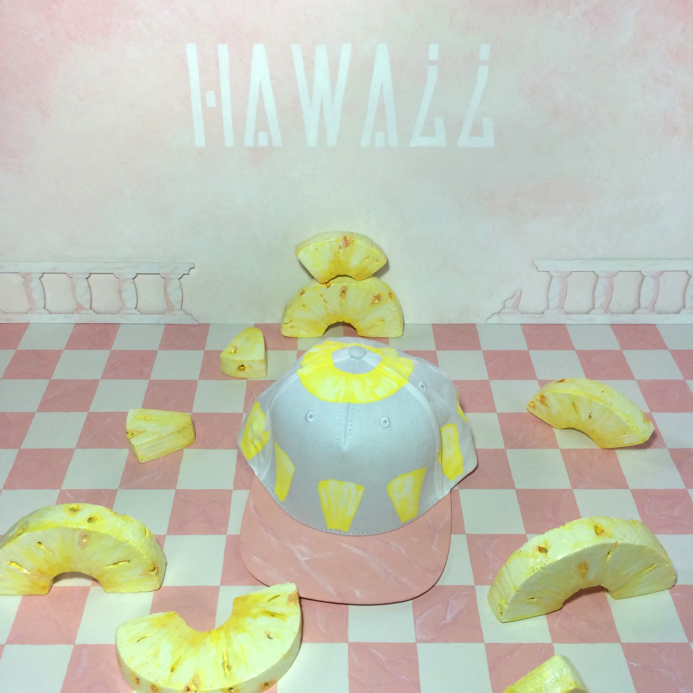  2016  Hand-Painted 'Ham and Pineapple' Snapback Cap (for sale)  (Artwork/Props also made by Stupendous Tremendous) 