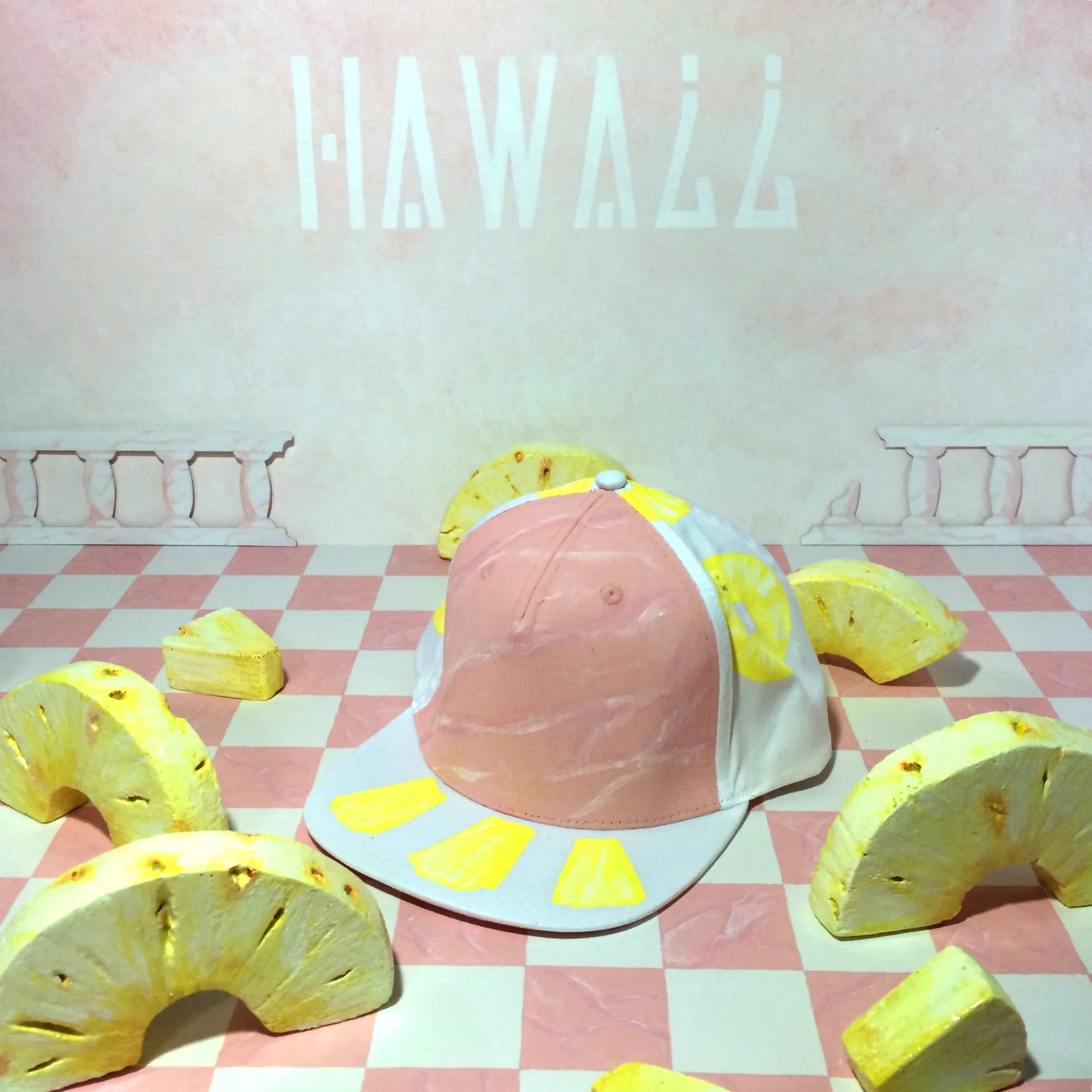  2016  Hand-Painted 'Ham and Pineapple' Snapback Cap (for sale)  (Artwork/Props also made by Stupendous Tremendous) 