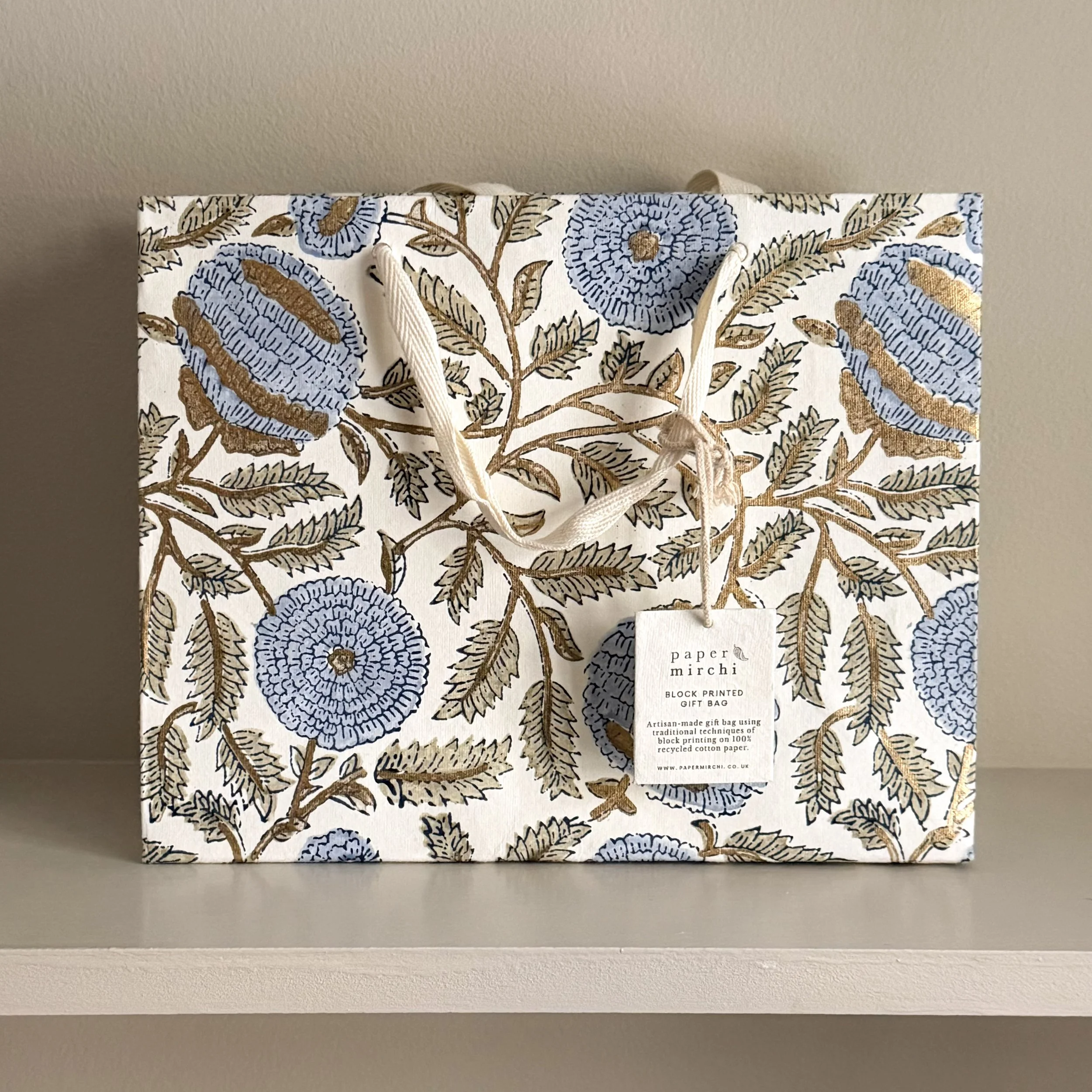 Block Printed Gift Bag Paper Mirchi