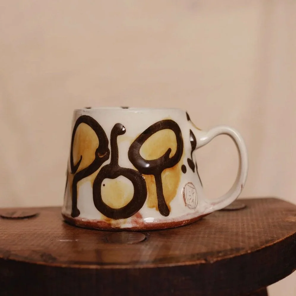 Handmade Ceramic Slipware Mug Flowers