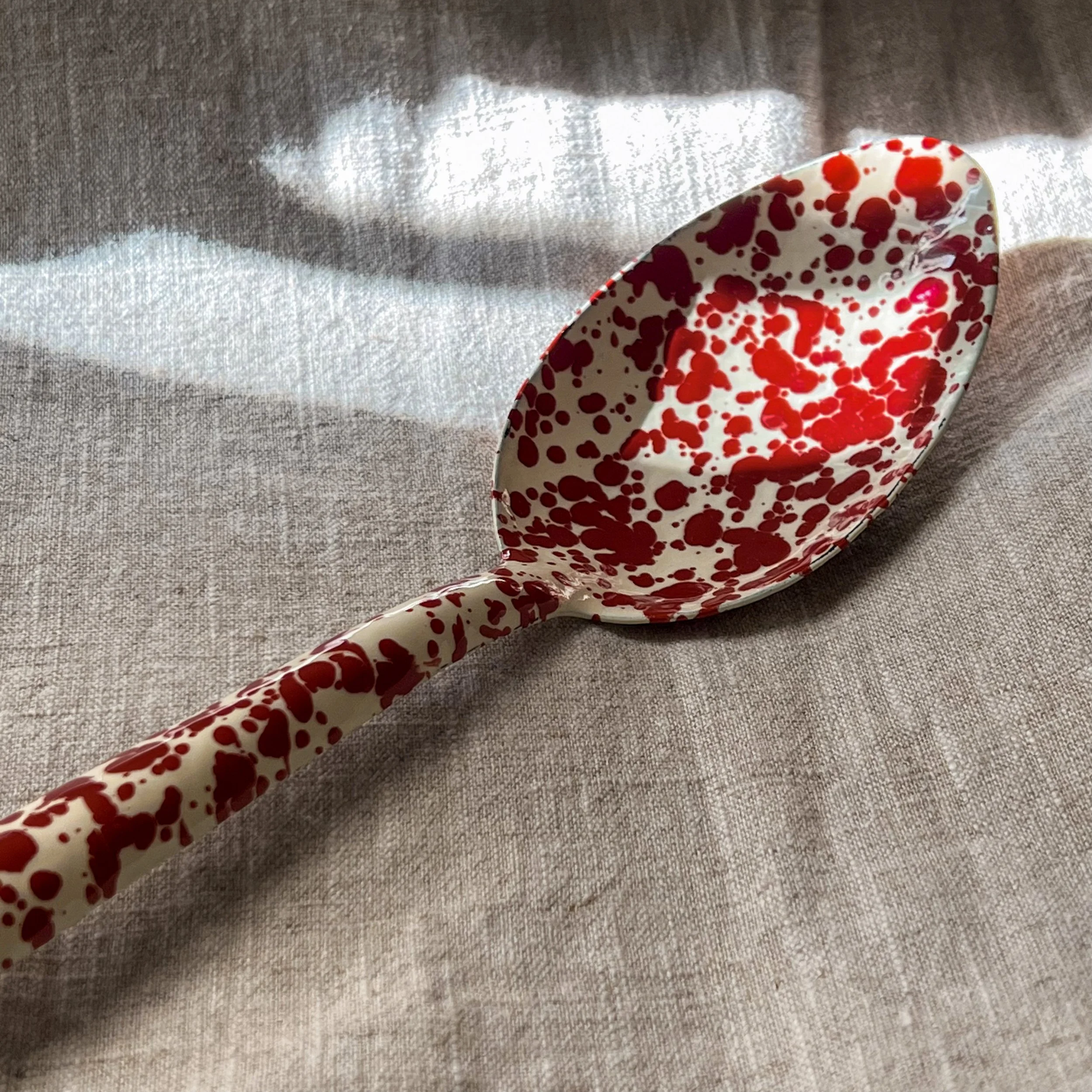 Splatter Enamelware Serving Spoon Burgundy — Form Lifestyle Store