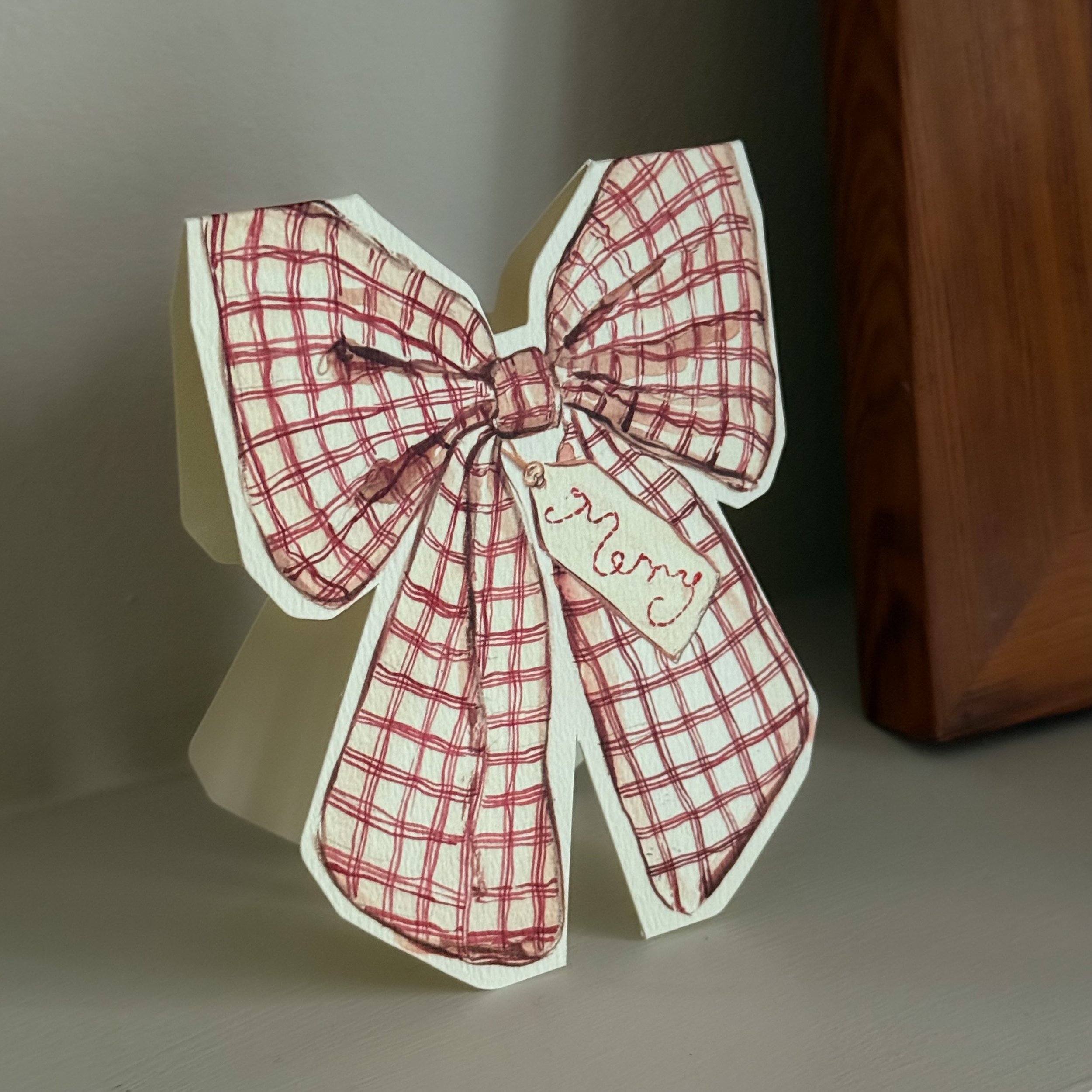 Bow Shaped Christmas Card