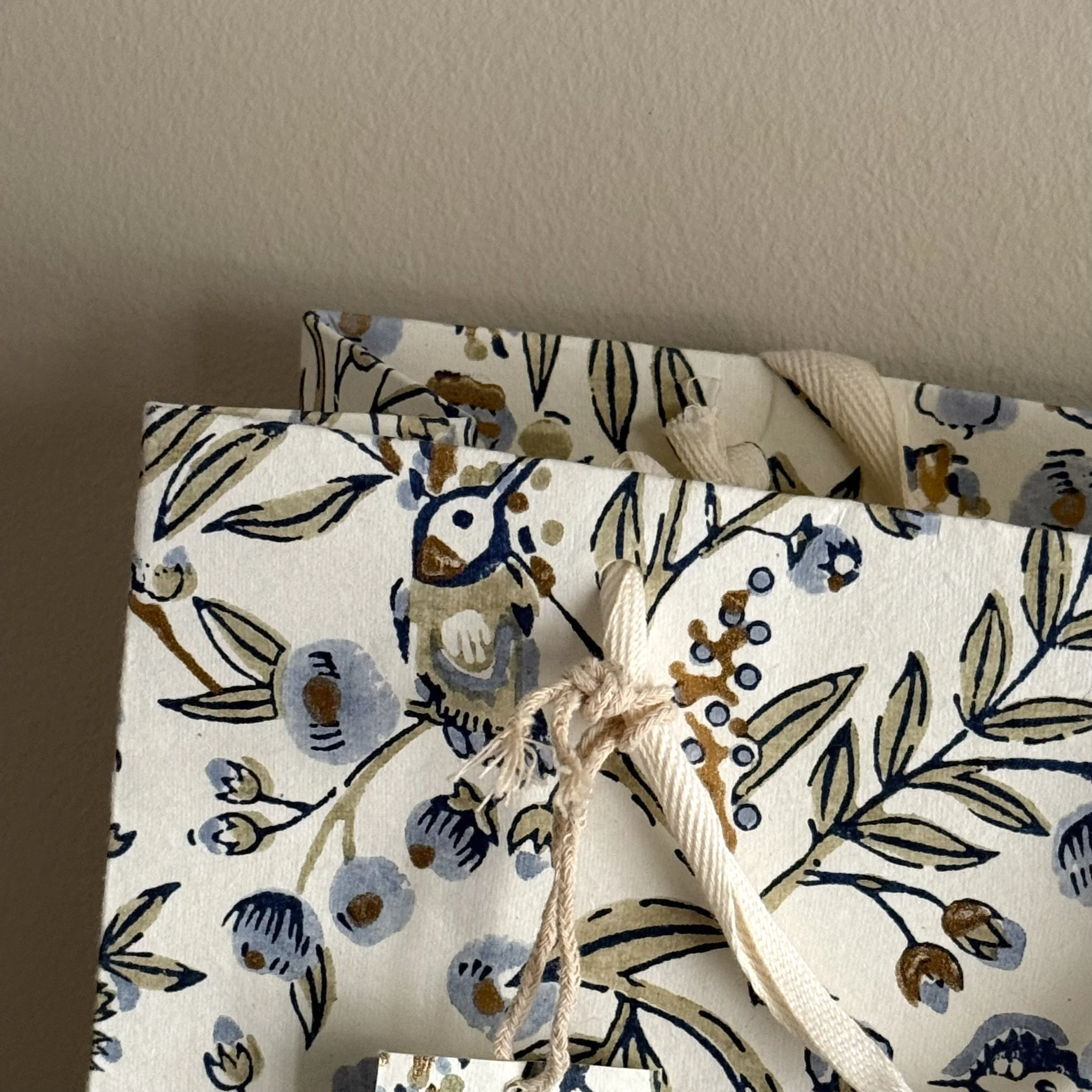 Floral Print Gift Bag Paper Mirchi Blue