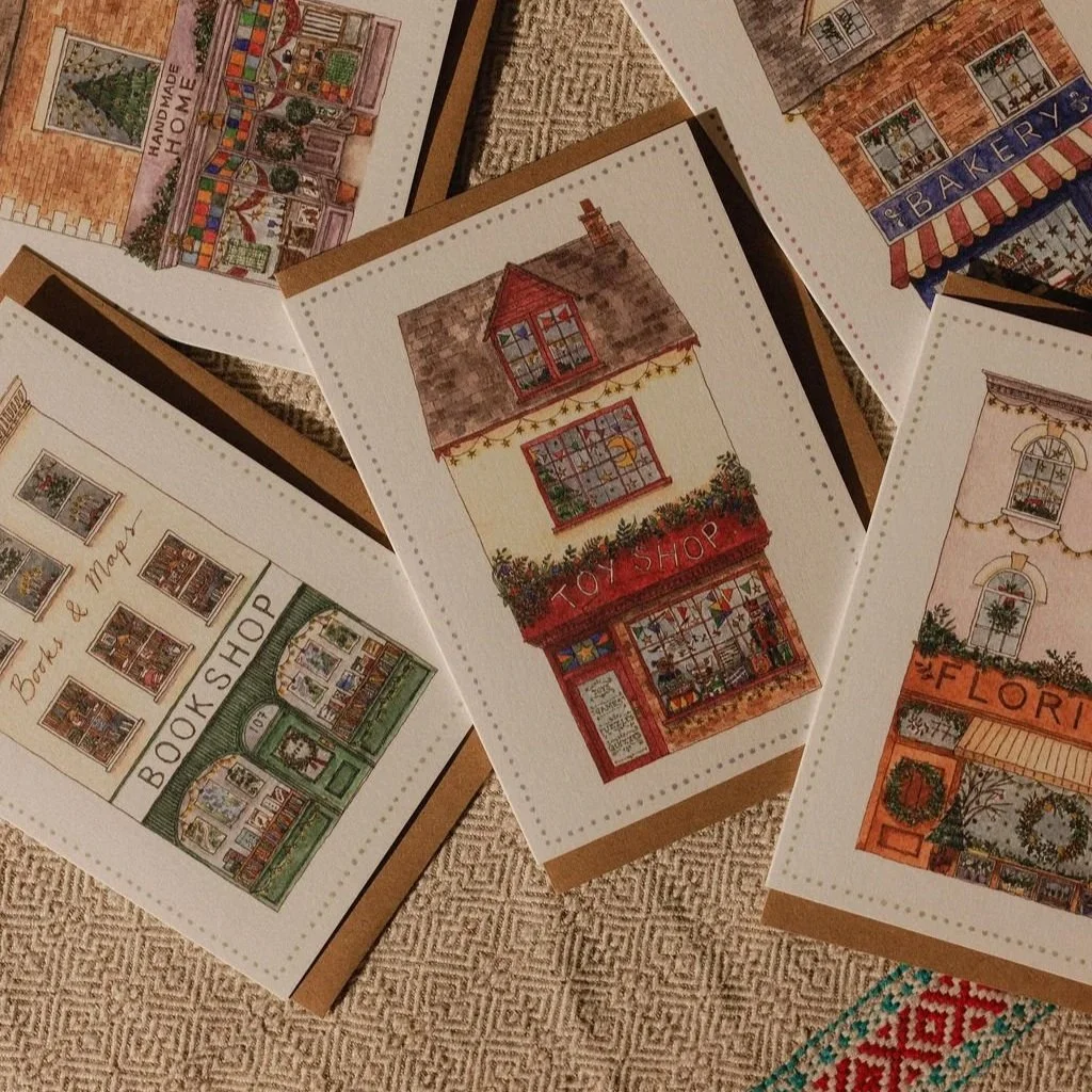 Christmas Shops Cards Set of 5