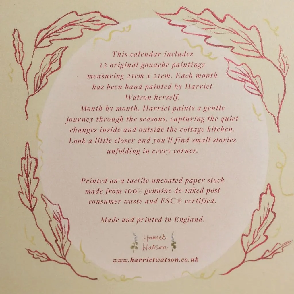 Cottage Kitchen Calendar 2026 Harriet Watson