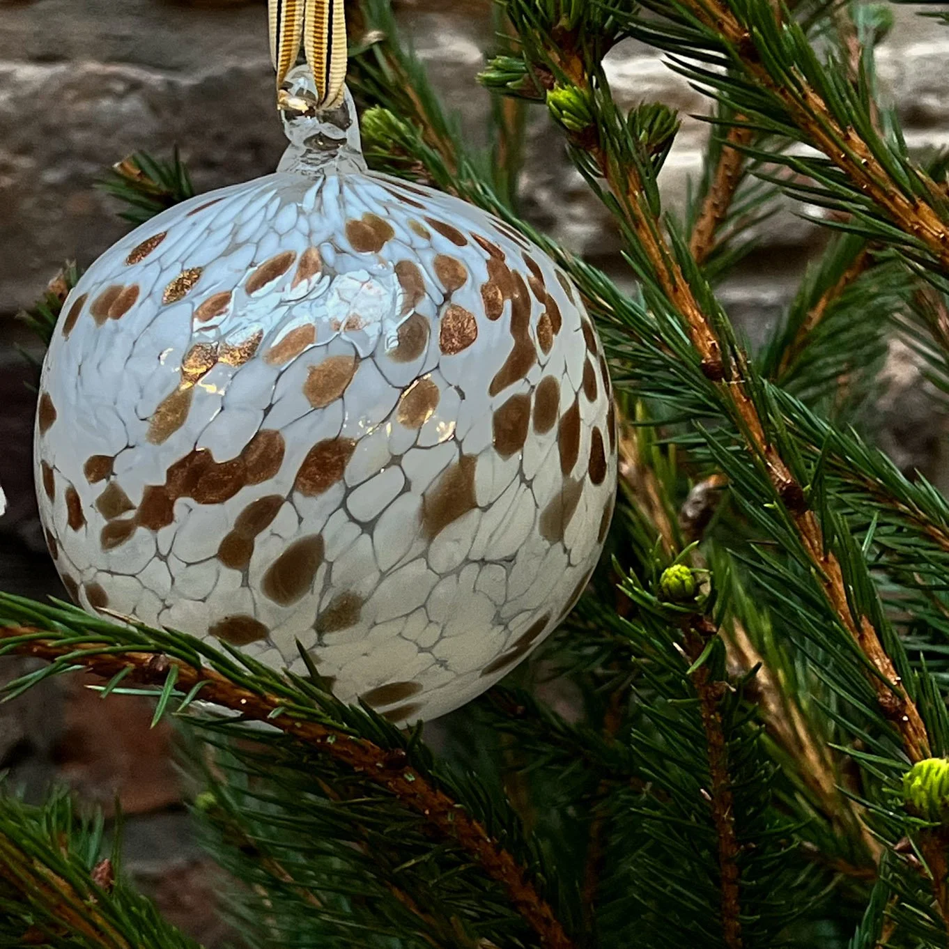 Murano Glass Bauble White Gold