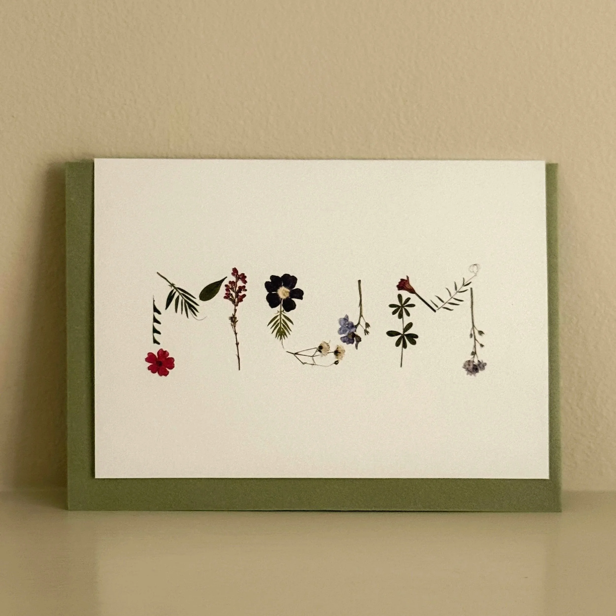 Mum Pressed Flower Print Card