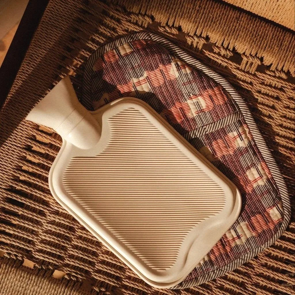 Quilted Hot Water Bottle Cover Red/Stripe