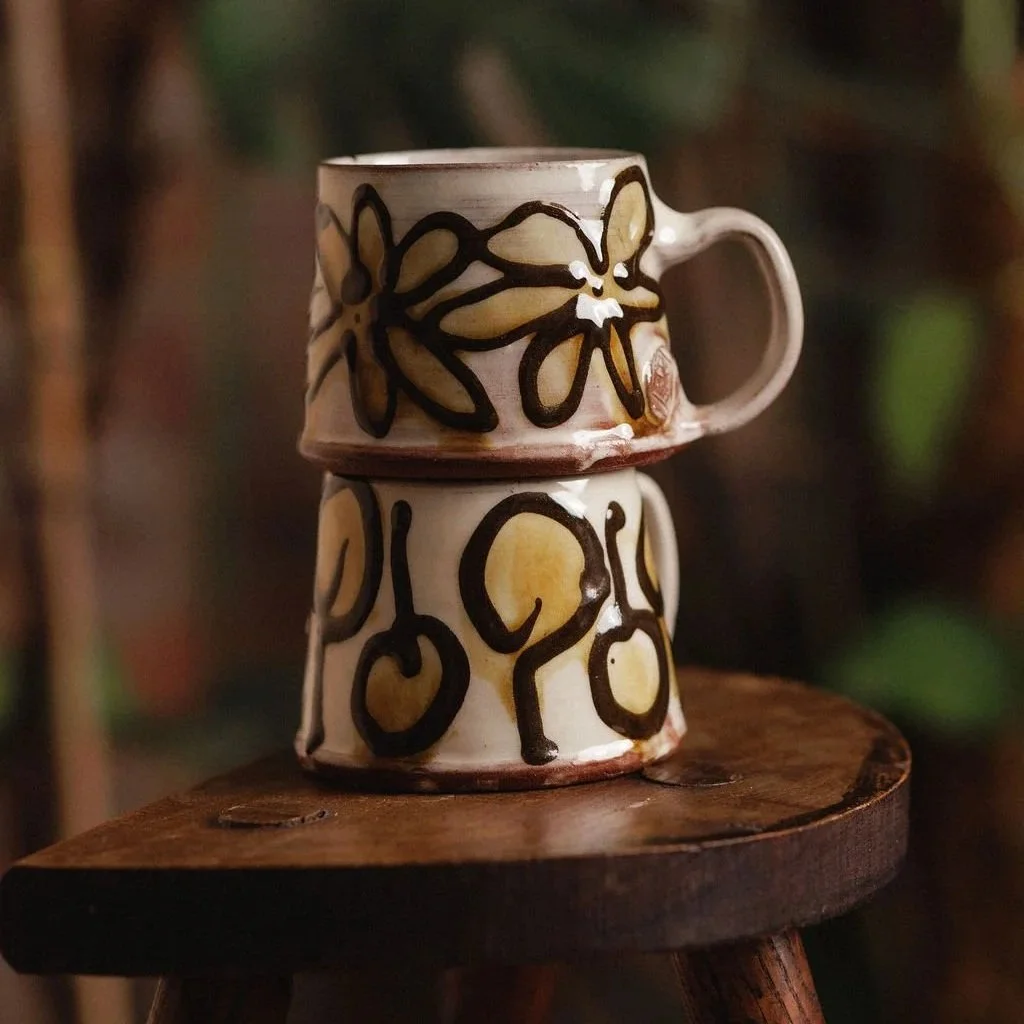 Slipware Mug Flowers/Honesty