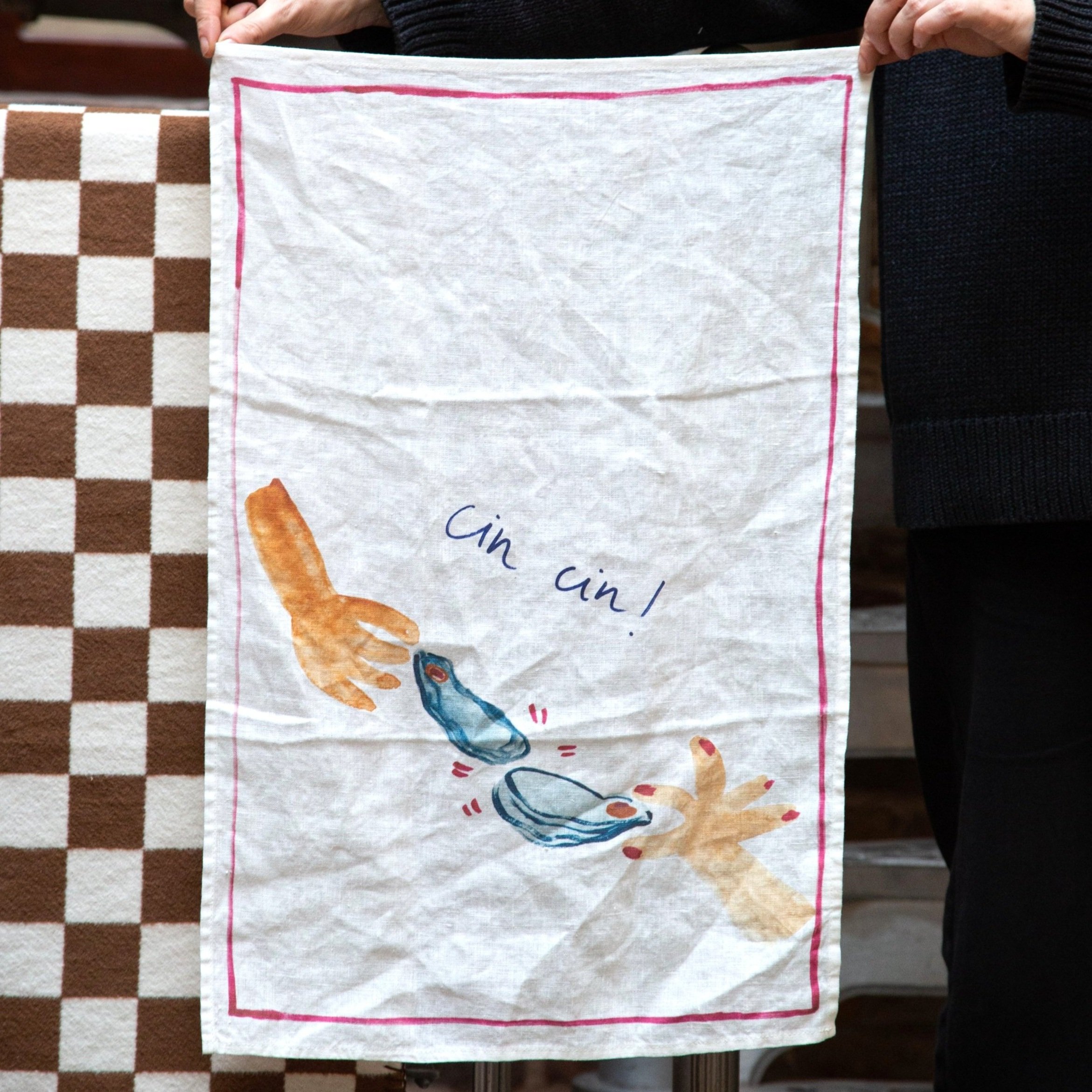 Linen Printed Tea Towel Gift Oysters