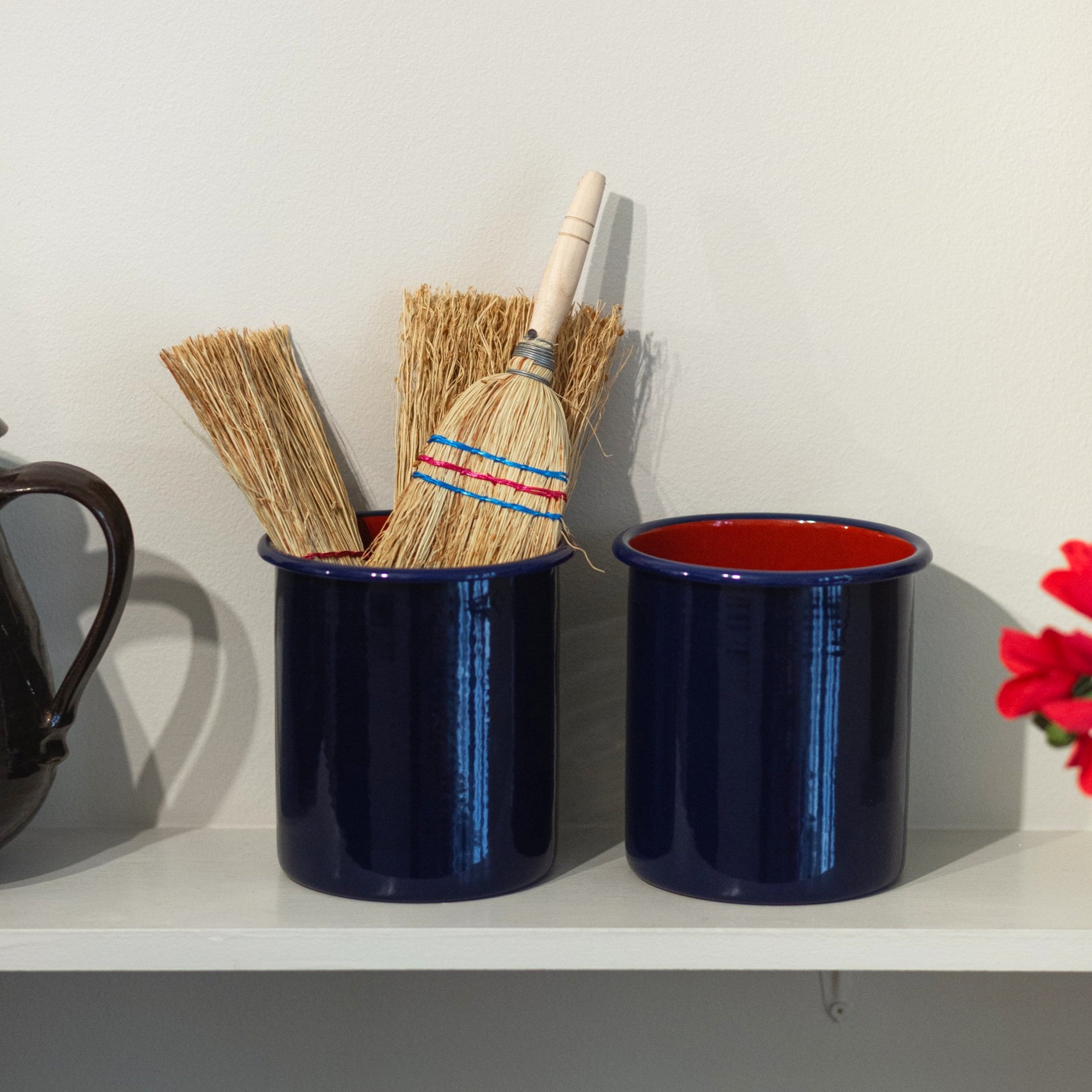 Enamel Utensils Holder Blue