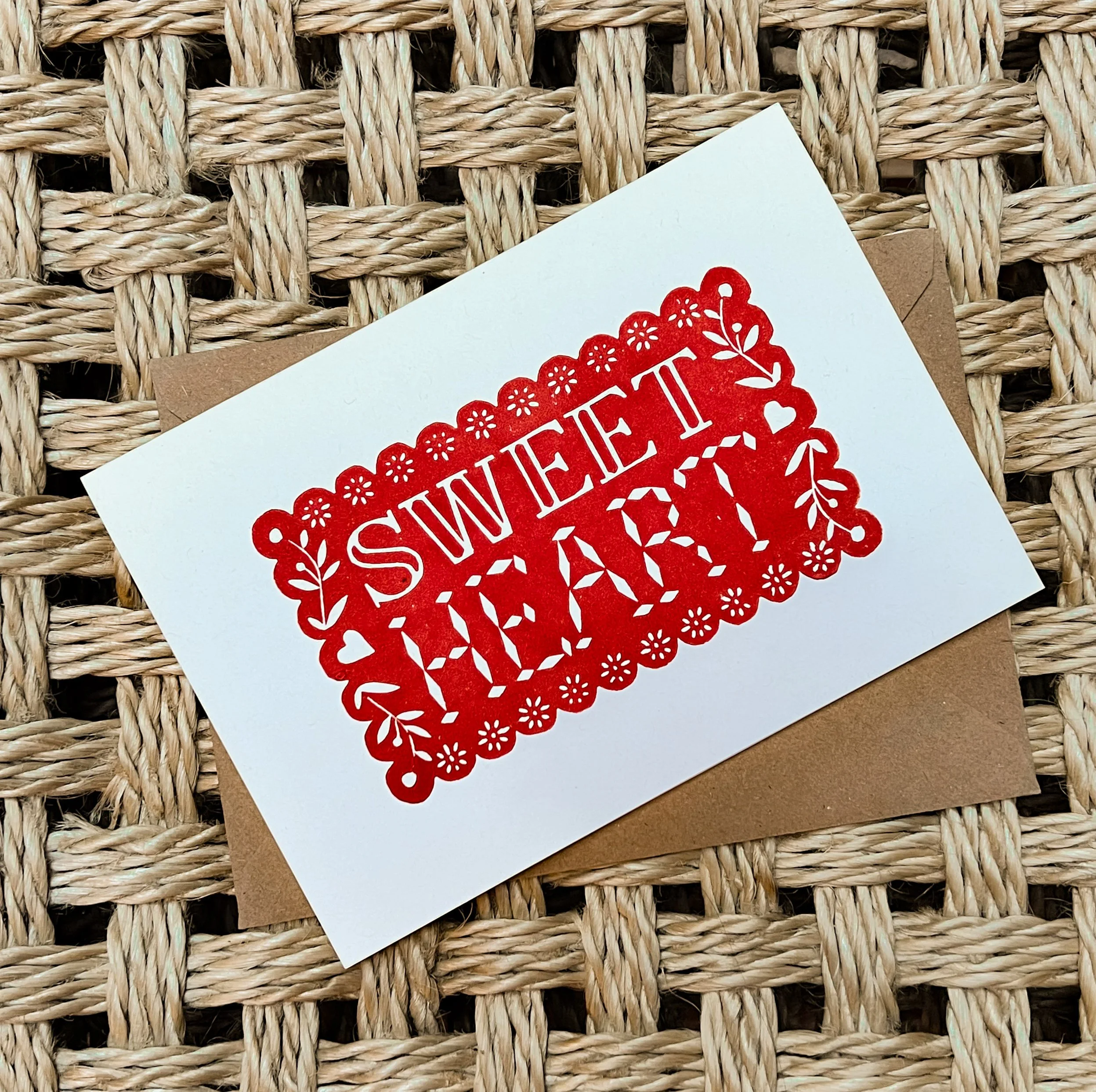 Sweet Heart Hand Printed Card
