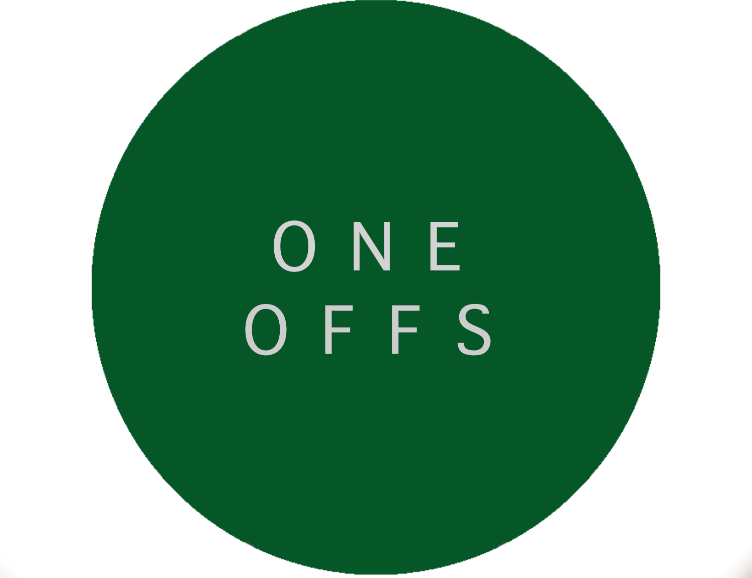 ONE OFFS circle dark green white text geneva.png