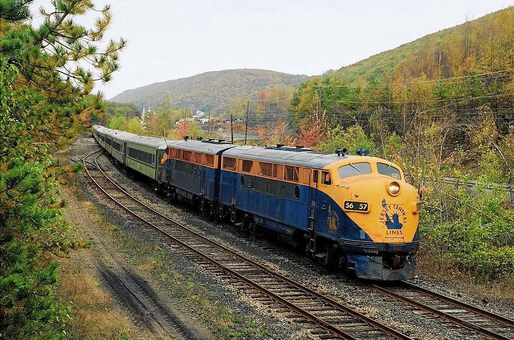 Restored as CNJ No. 56, Tri-State's F3 leads an October 17, 2004 excursion through Nesquehoning, PA. (William Bokeko photo)