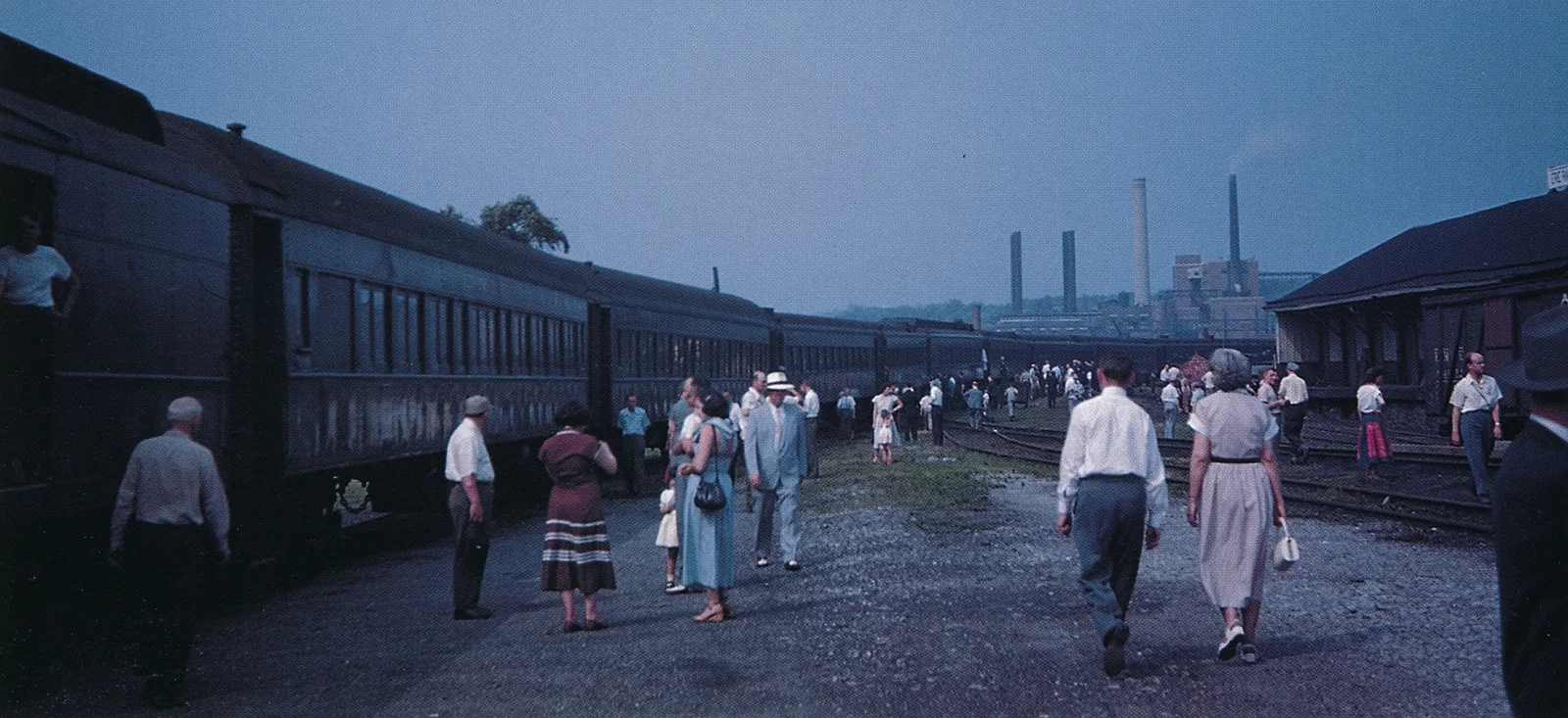 Two of Erie #2204’s sister cars are near the head end of a June 24, 1951 excursion in Scranton, PA. (Robert F. Collins photo, courtesy Morning Sun Books – Erie Railroad Trackside with Robert F. Collins, page 94)