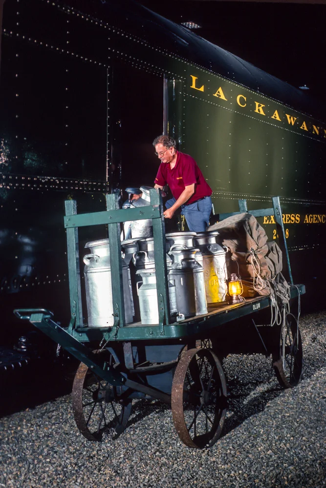 2038 in fresh paint during a night photo shoot during Railroad Festival '94 in Whippany, NJ. Photo by Steve Barry.