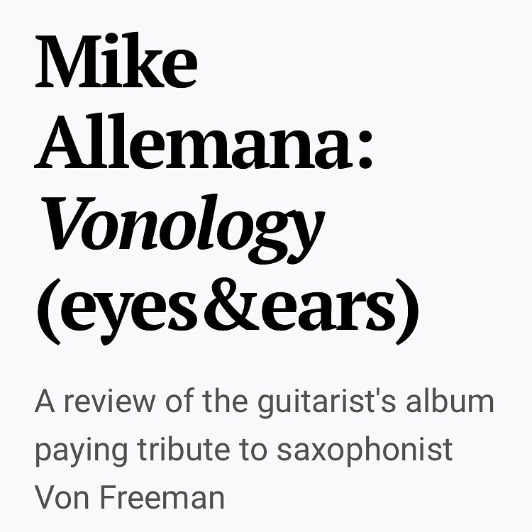 🌕 Vonology on JazzTimes

🗞 Such a thrill to have @mikeallemana &lsquo;s &ldquo;Vonology&rdquo; feat. on @jazztimesmag , America&rsquo;s Jazz Magazine!

💬 &ldquo;There is nothing dry or academic about Vonology. It&rsquo;s an octet record featuring 