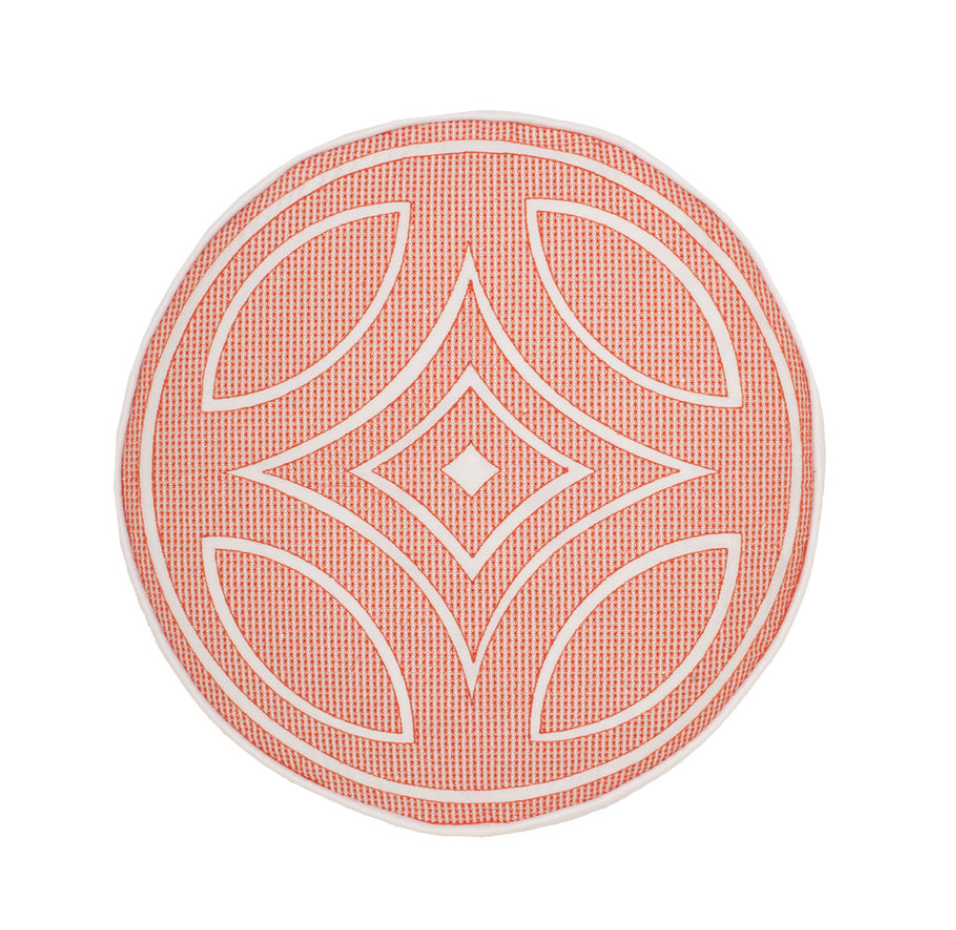  One of the embroidered decorative pillows. 