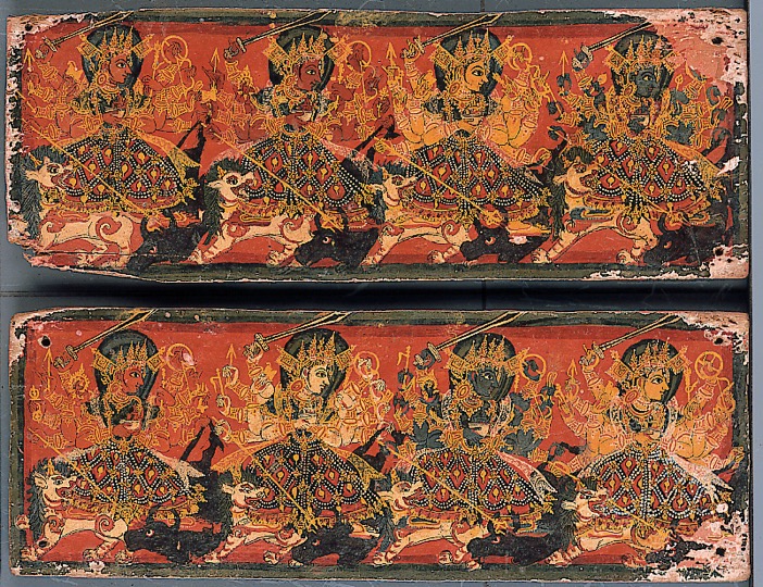 Manuscript covers depicting Devi as the eight mothers, c. 18th century 