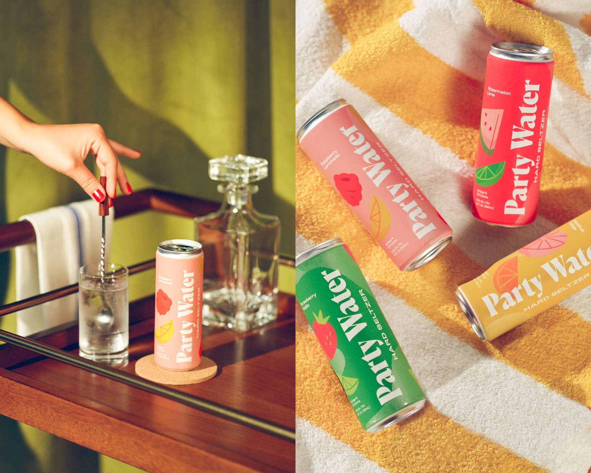 Party Water, Branding, Packaging, Creative Direction. Photography: Chris Schoonover