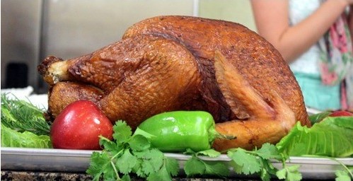 We save one bird for display on the serving line.