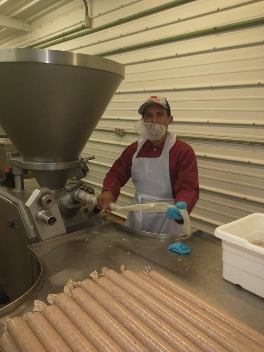 Making salami for pizza topping sales