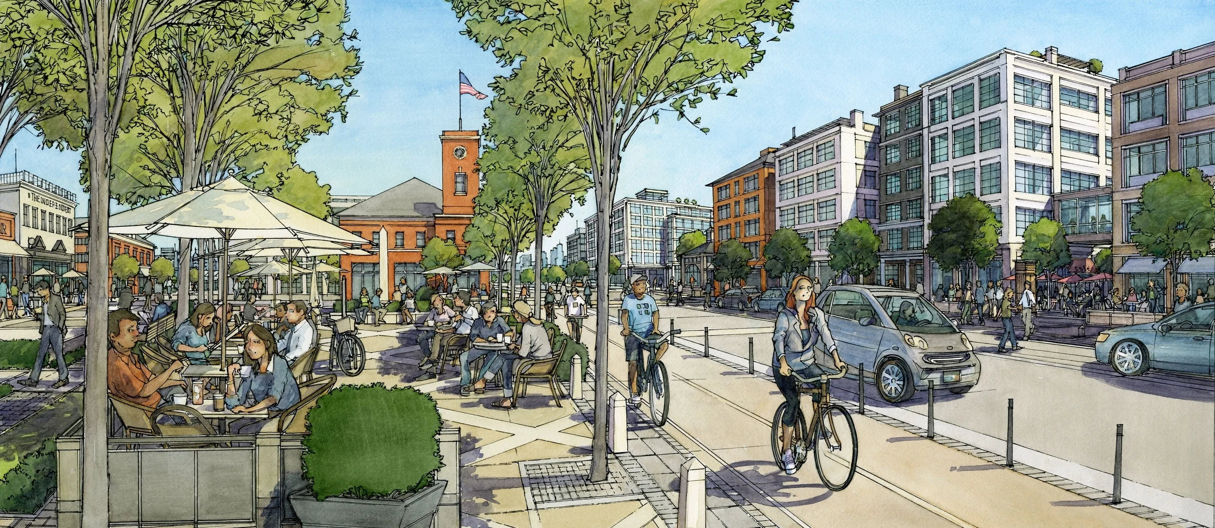 Complete streets, including cycle track and public plazas, are integrated throughout the proposed Union Square Neighborhood Plan.