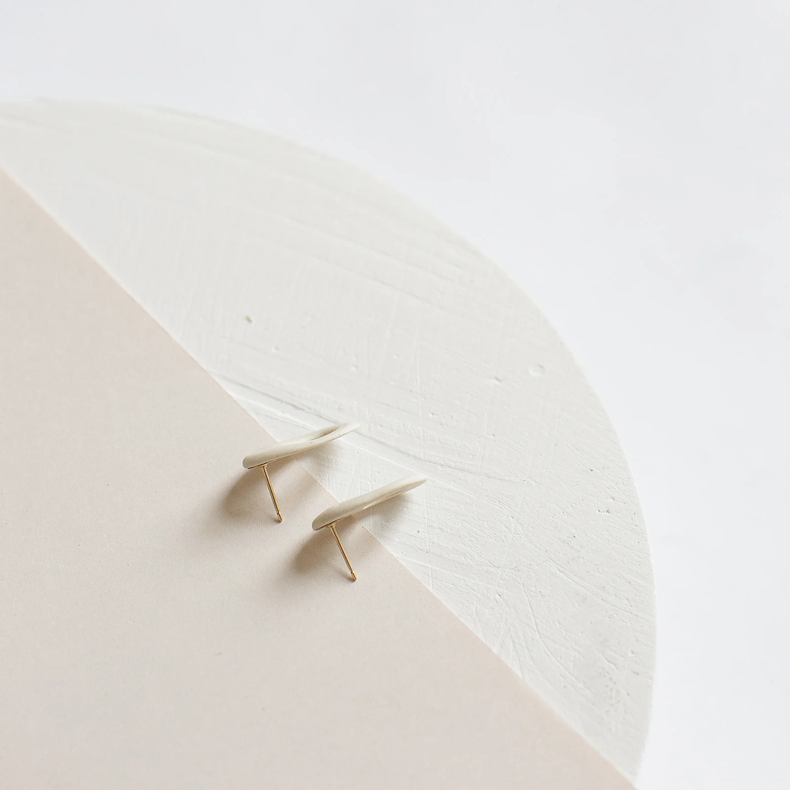 Sculptural Porcelain Studs In Cream