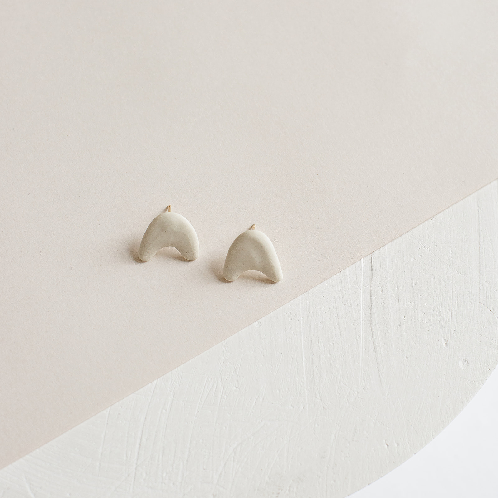 Creamy White Porcelain Studs With Gold Filled Backings