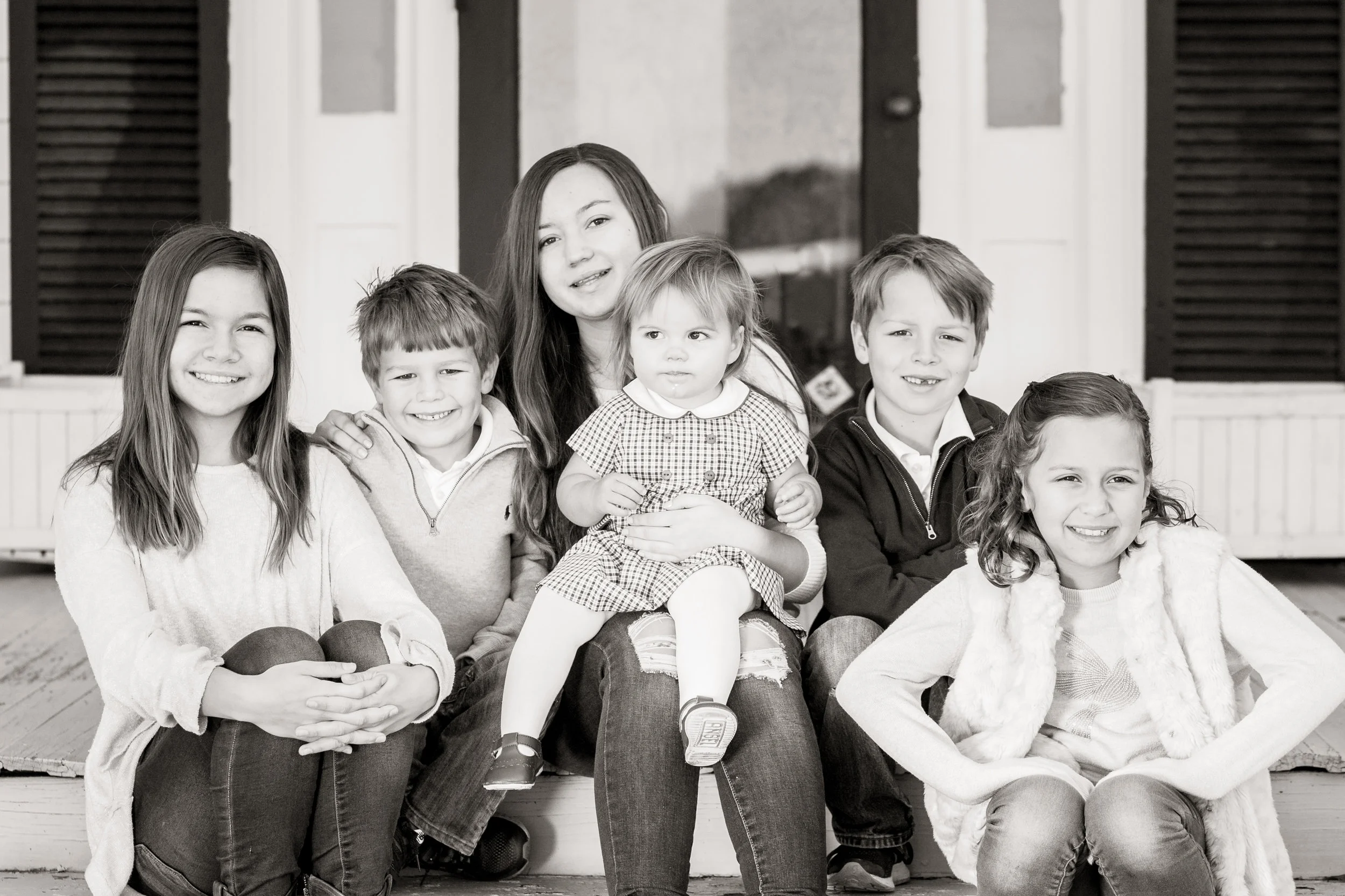 Cousins on the porch. 