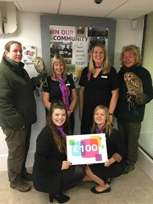 Pip, Titch, Liz & Maz thank the Norwich and Peterborough staff from the Diss branch for their wonderful donation.