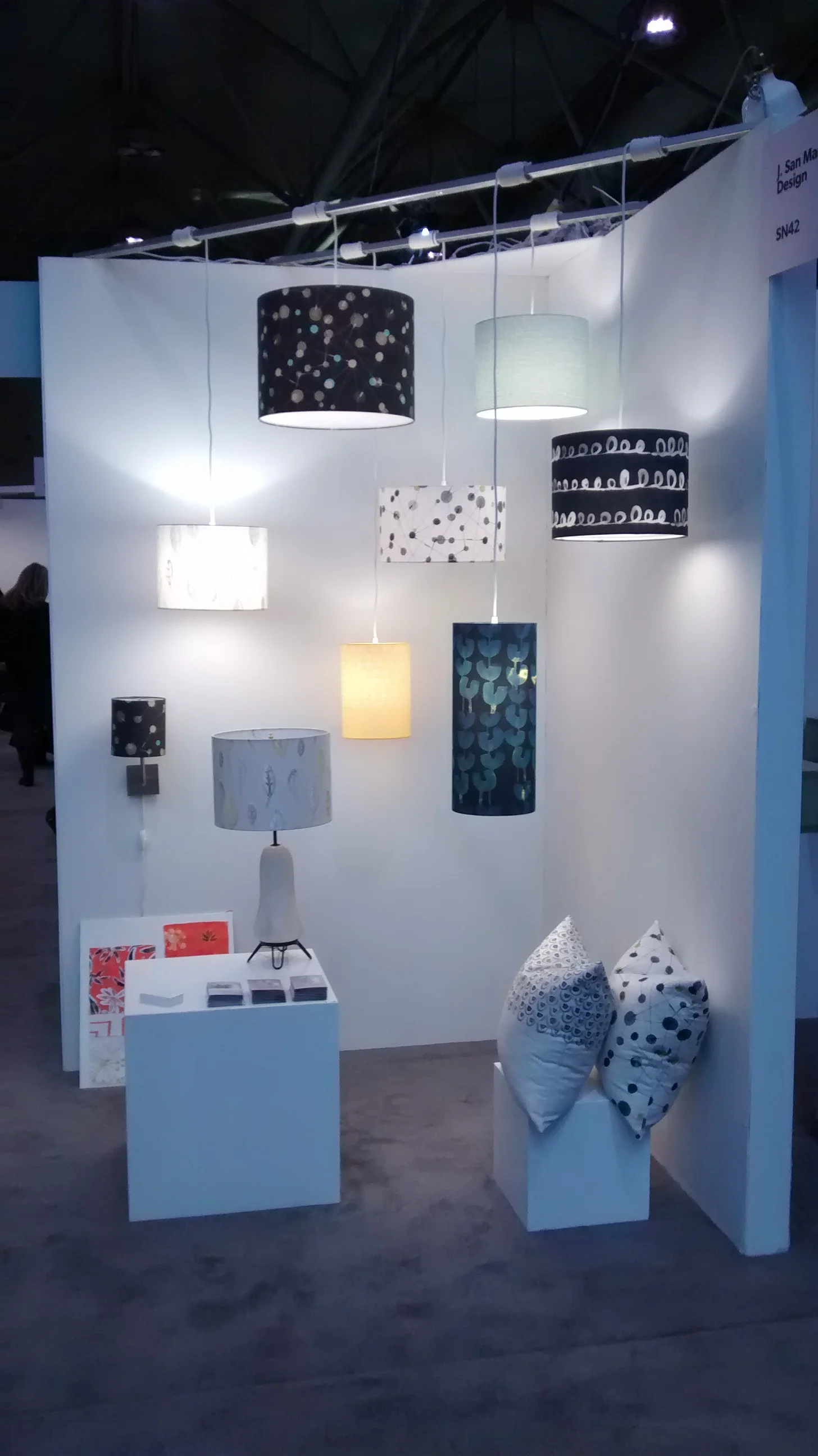IDS-Toronto-Ready-to-ship-Lamp-Shade-Jenny-San-Martin-Design-geodot-winter-blues-Fabric