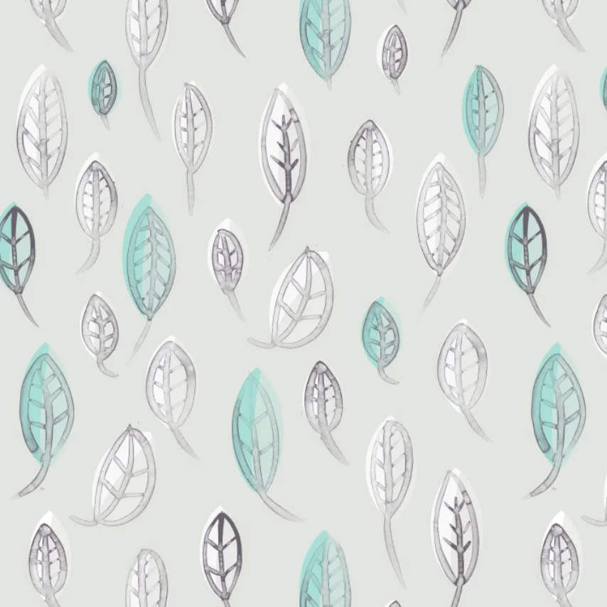 Fabric-by-the-yard-Jenny-San-Martin-Design-leaves-winter-blues-Fabric