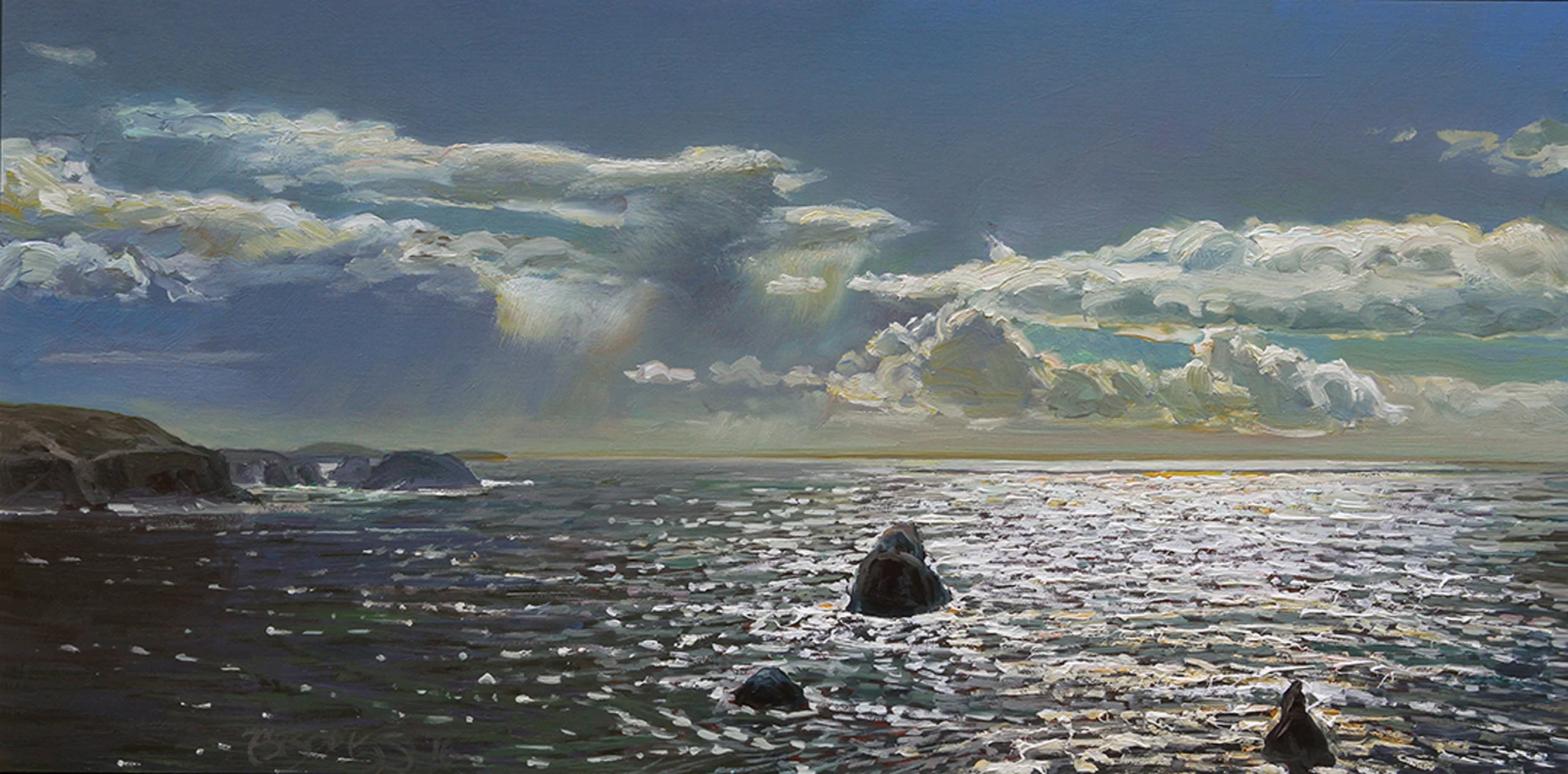 HEAD LAND 10" x 20" oil on panel