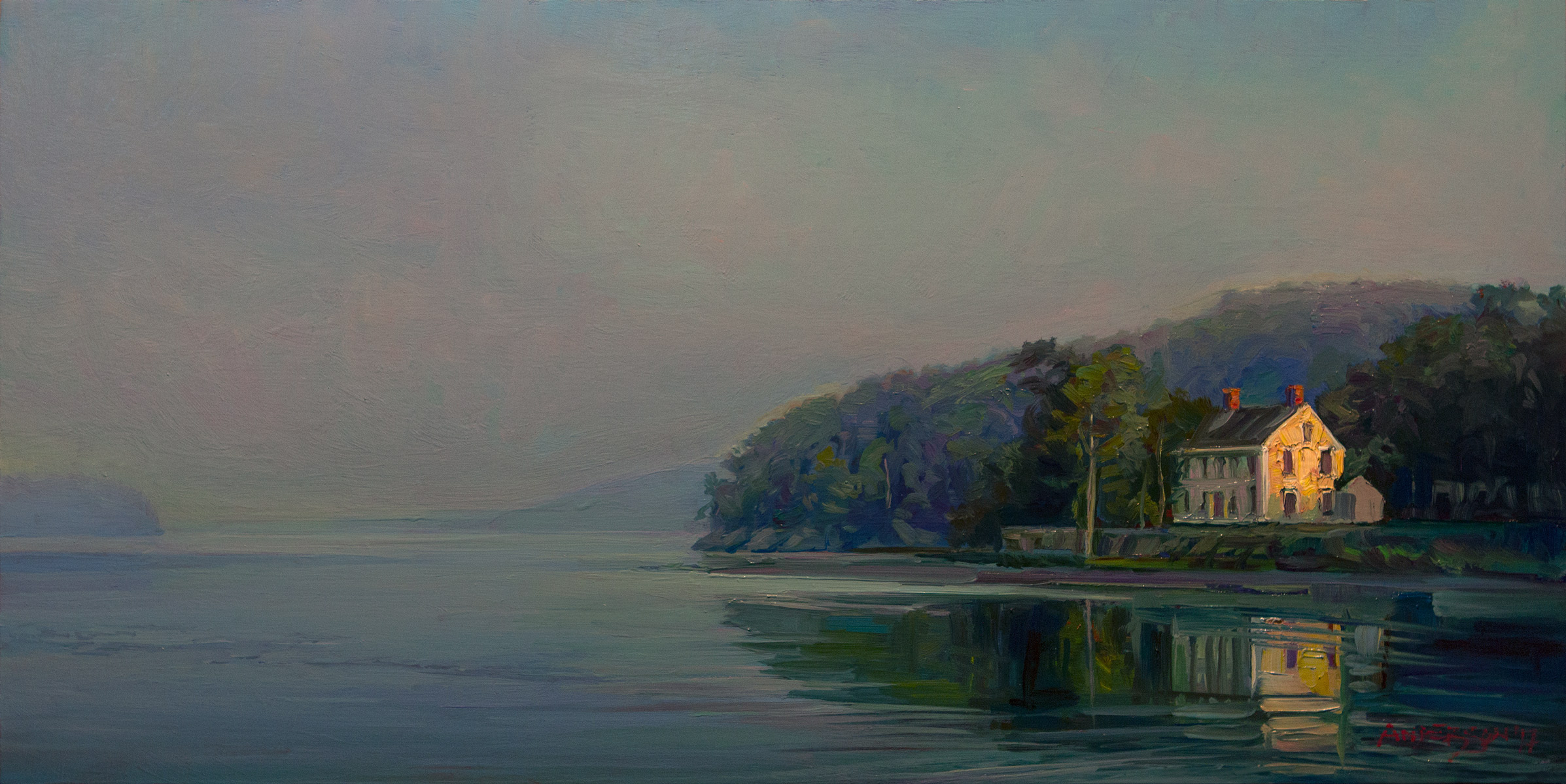 MORNING SEQUENCE: RIVER   10” x 20”  oil on panel