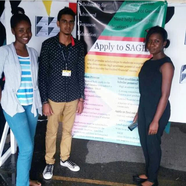Above: Scholars at UG Career Day in 2017 Left: SAGE scholar Josanie at his graduation.
