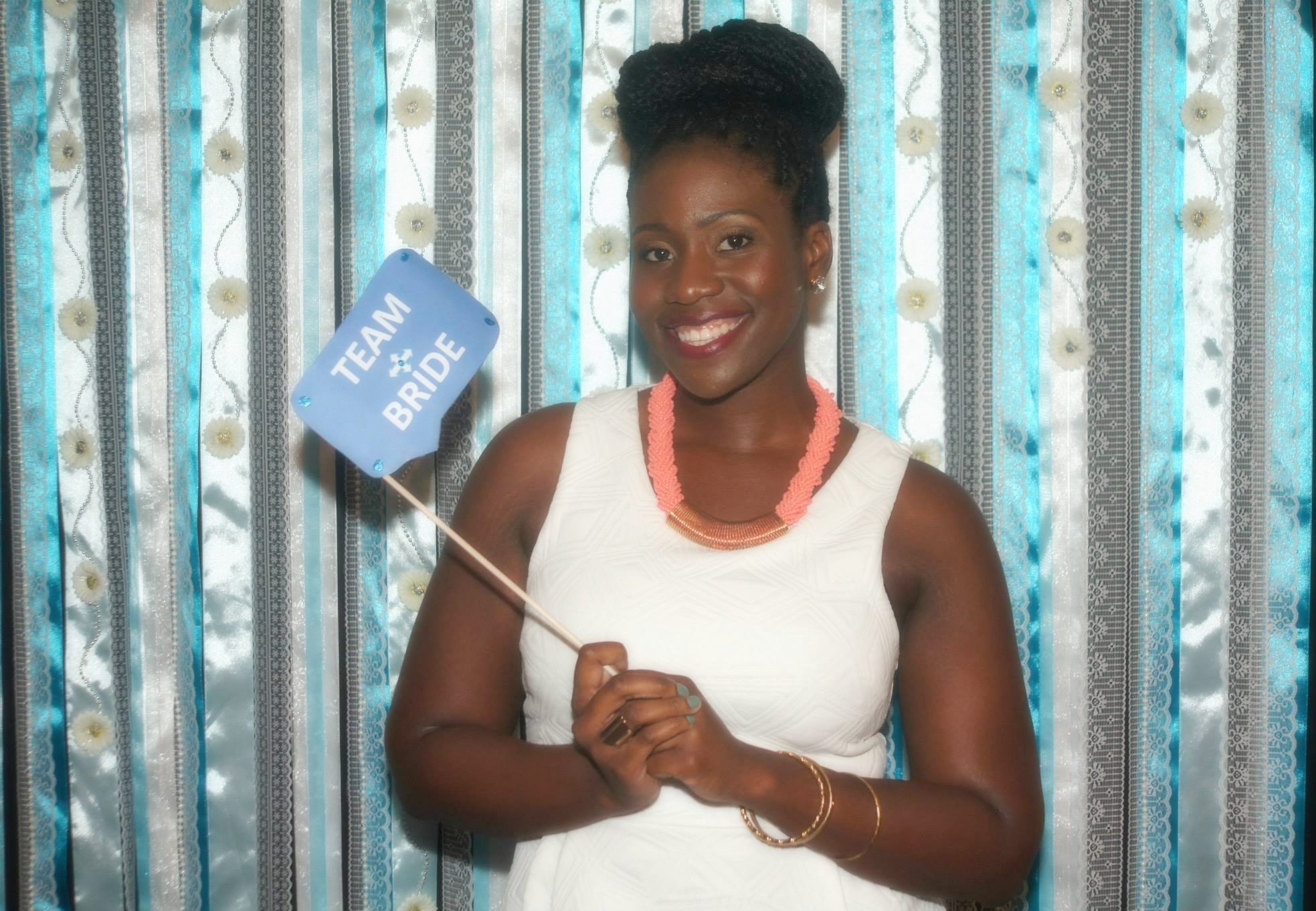 My Tiffany-themed ribbon backdrop was a hit! Just ask the beautiful Ekata.
