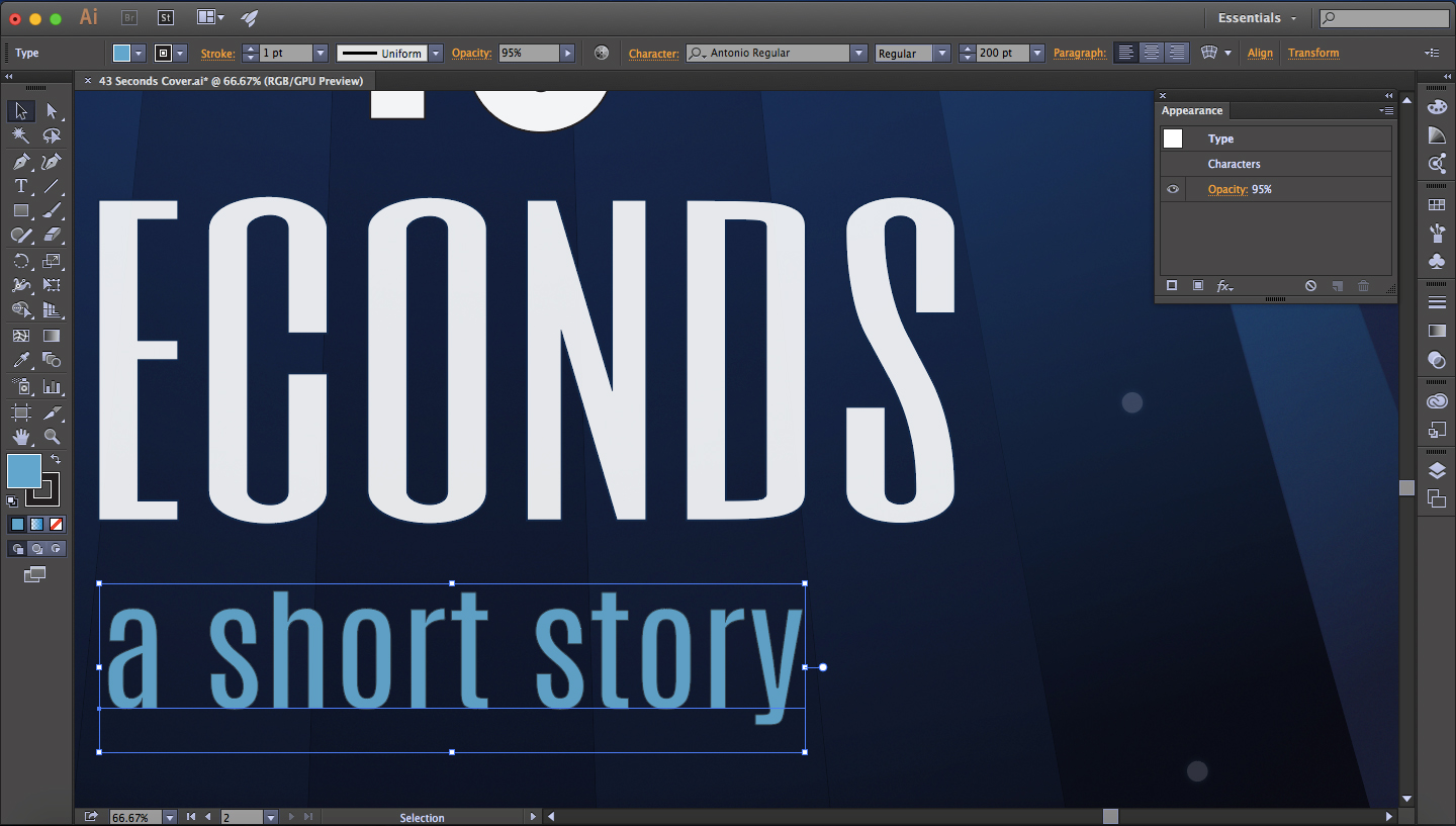I pushed the opacity down slightly on many of the foreground elements, such as the subtitle, to blend in some of the background color and create better color harmony