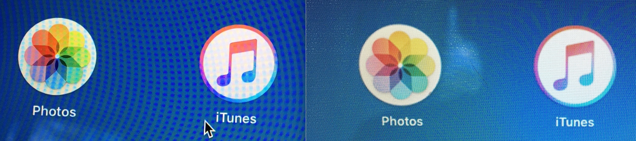 Left: Macbook Pro display; Right: MacBook Air