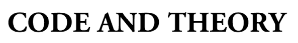 Text reading 'CODE AND THEORY' in black capital letters