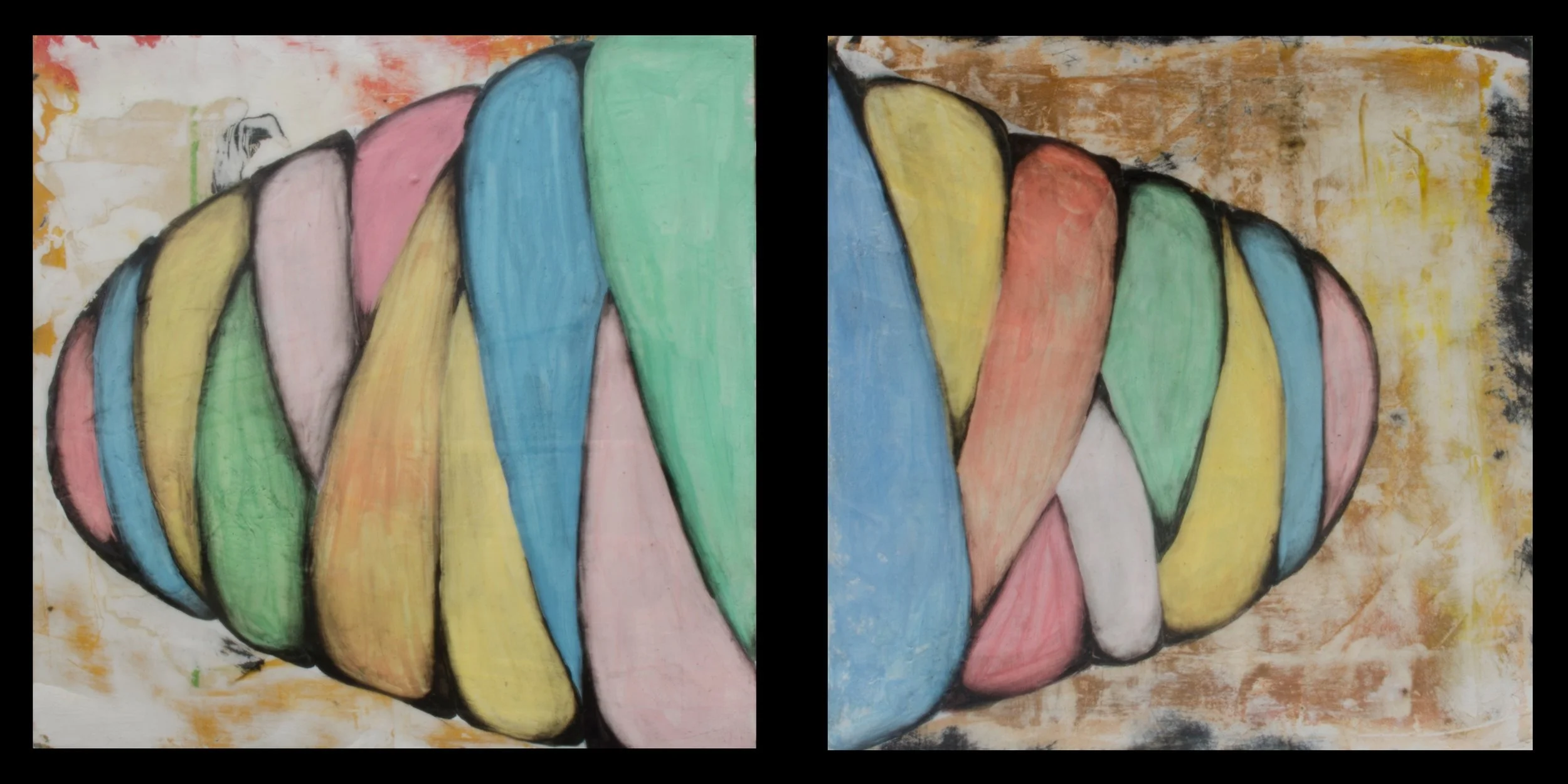 Pod Series 1.
Ink and gouache on wood panels.
8 x 16 inches.