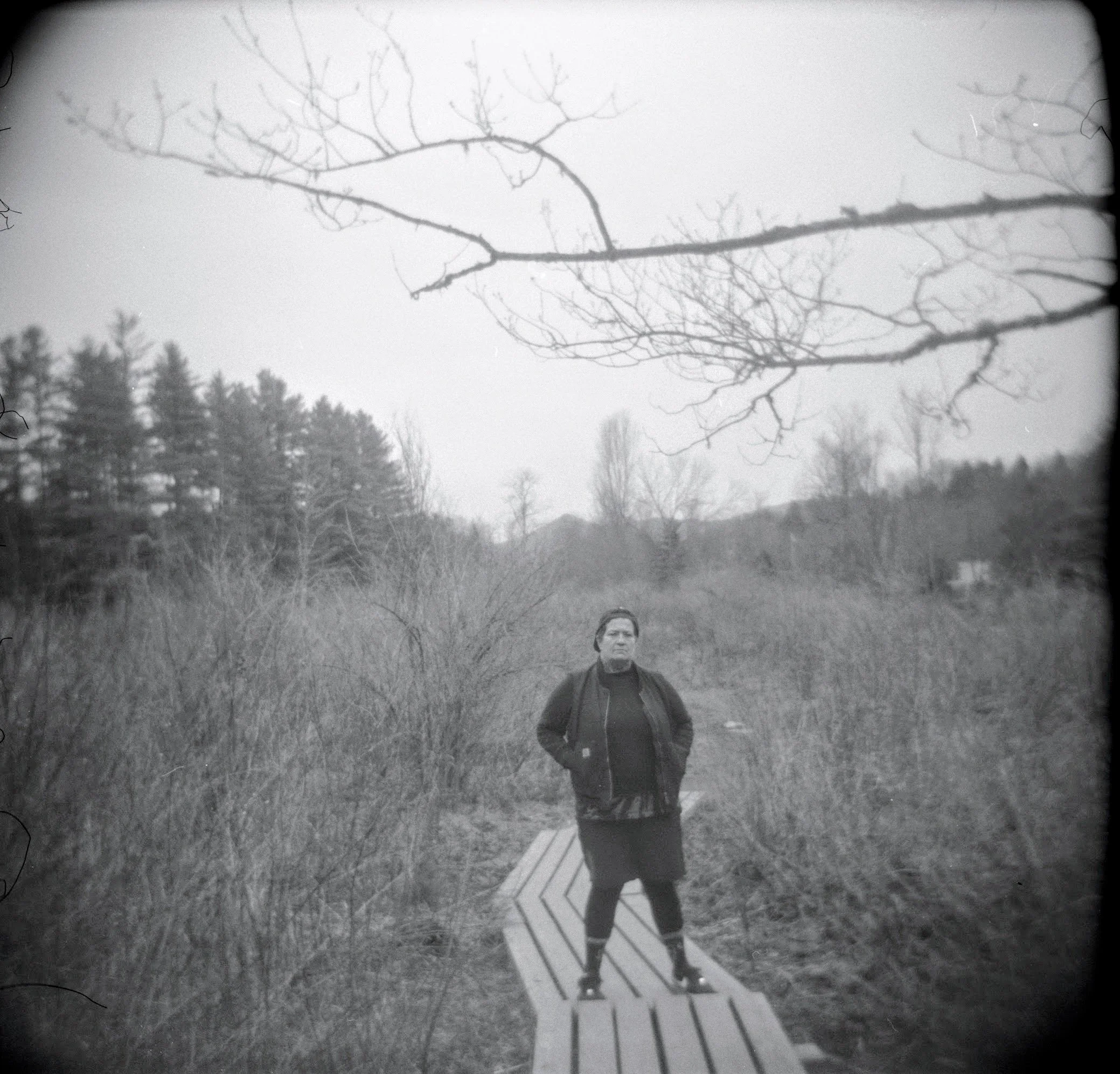 Ali, Boardwalk, 2026.
Black-and-white photograph, Holga camera.