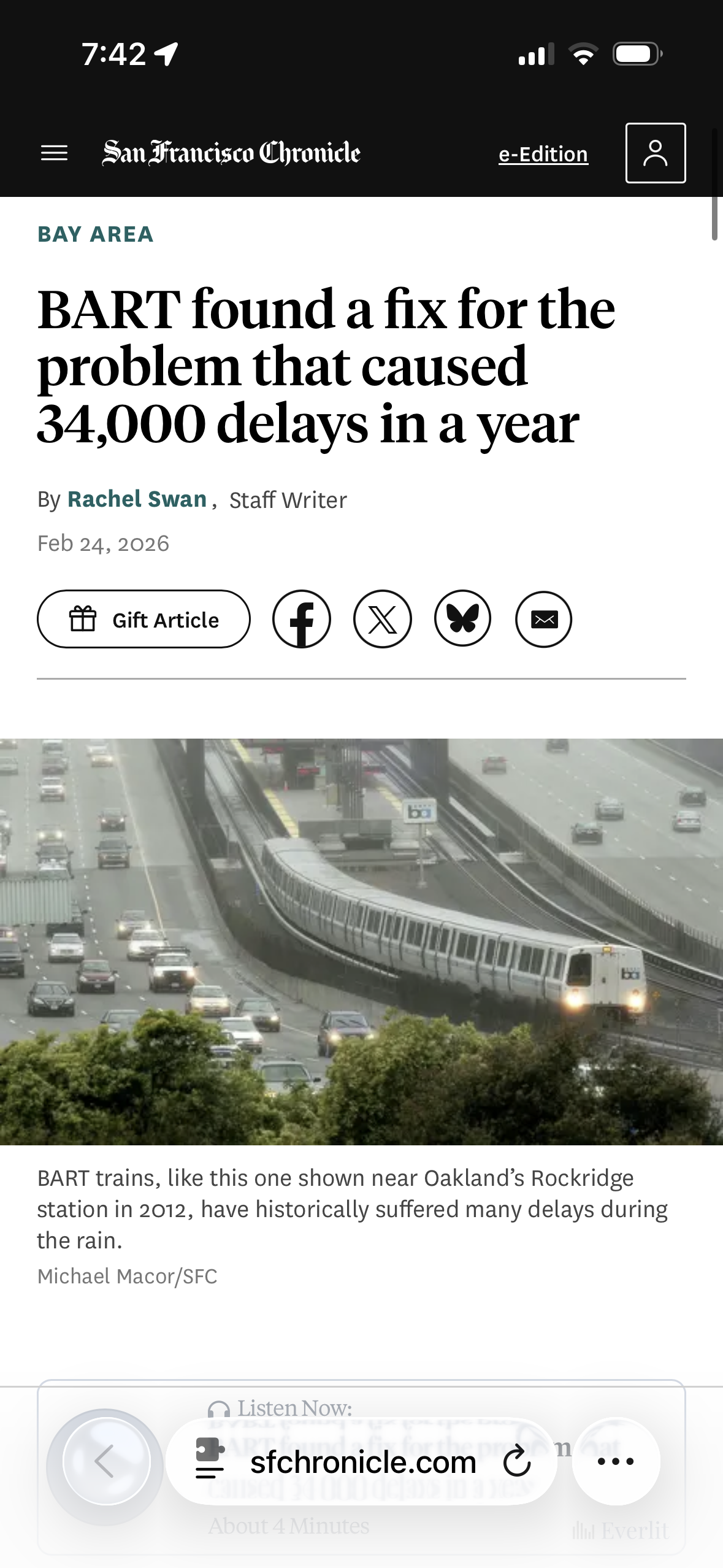 Article: BART found a fix for the problem that caused 34,000 delays a year