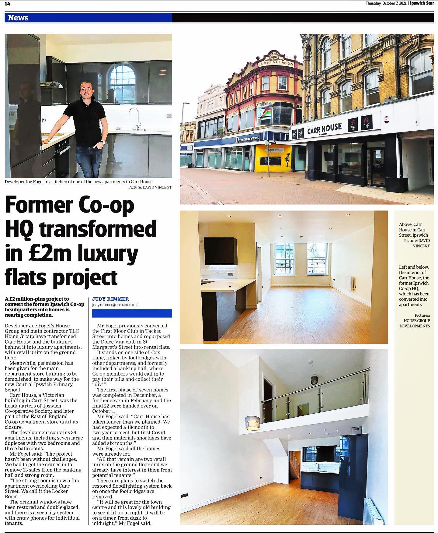 Great article on our Carr House development in today&rsquo;s @ipswichstar24 | 36 x 1 &amp; 2 Bed Apartments, Carr House, Avery House &amp; Clay House
.
#design #residentialconstruction #renovation #inspire #carrhouse #ipswich #suffolk #interiordesign