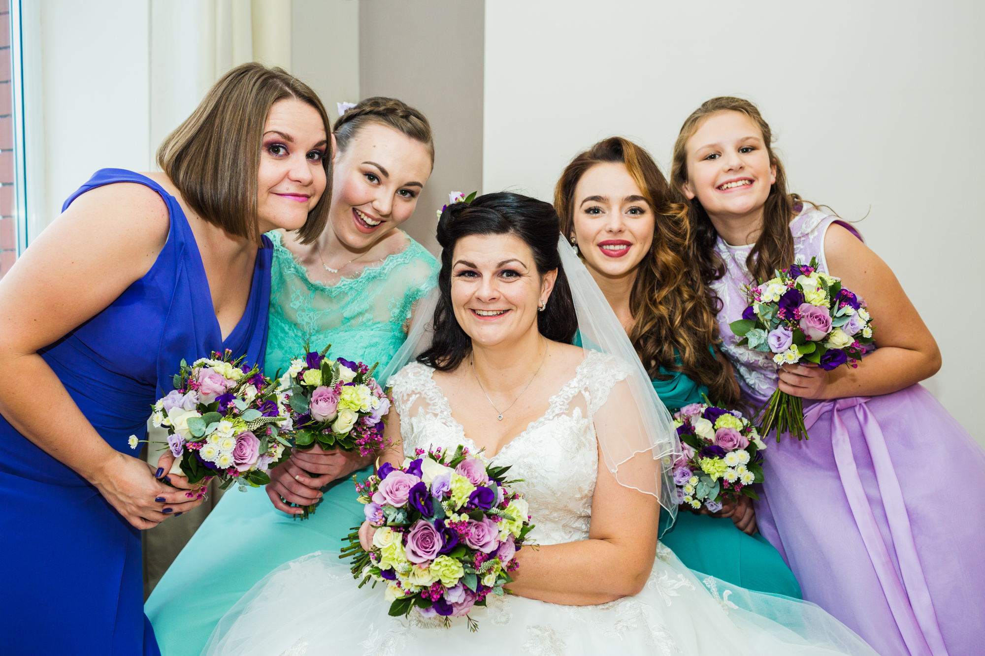 Bride and bridesmaids at wedding in Cardiff, pontypridd 