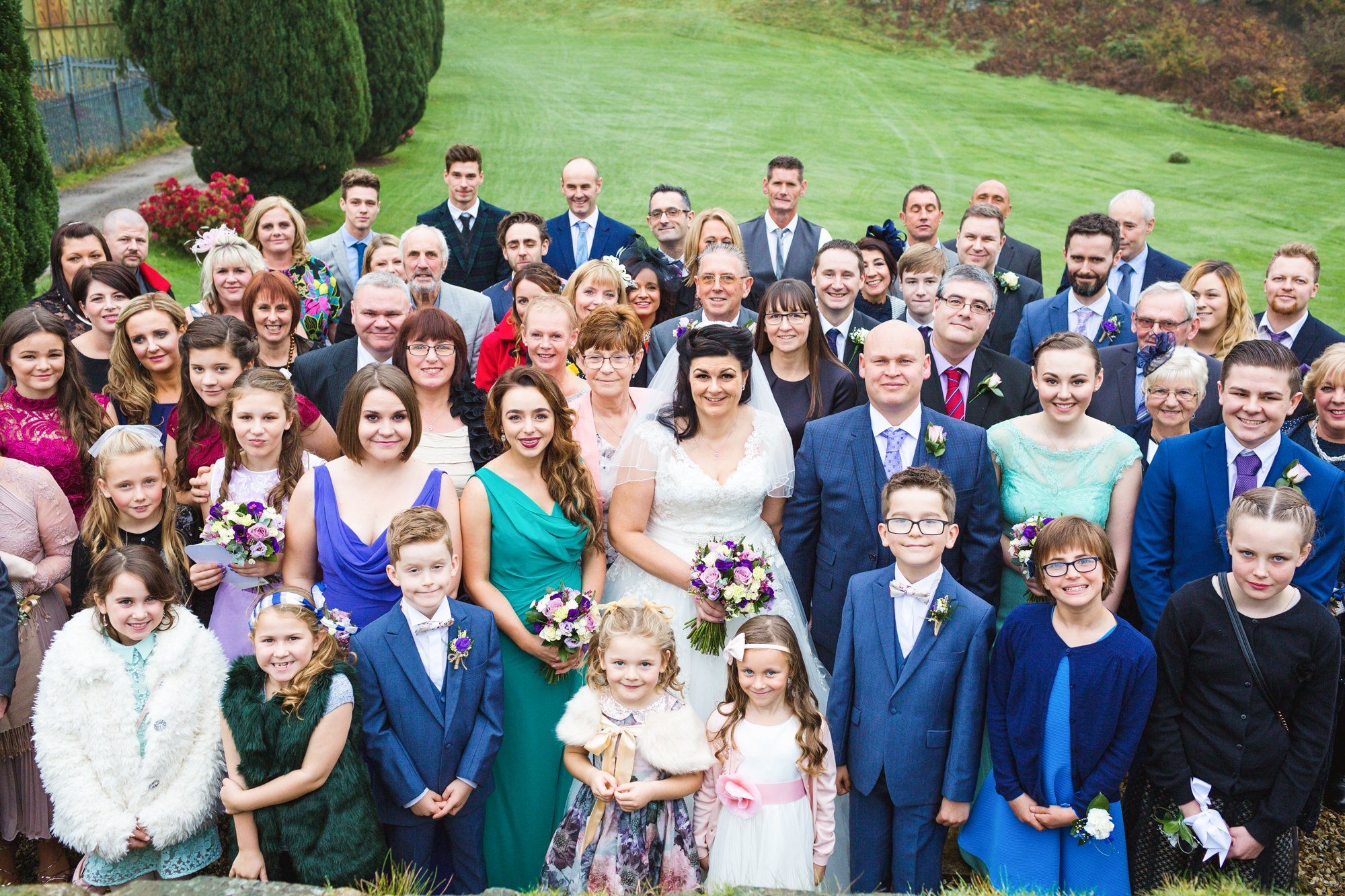 Full group shot at Pontypridd gold club wedding