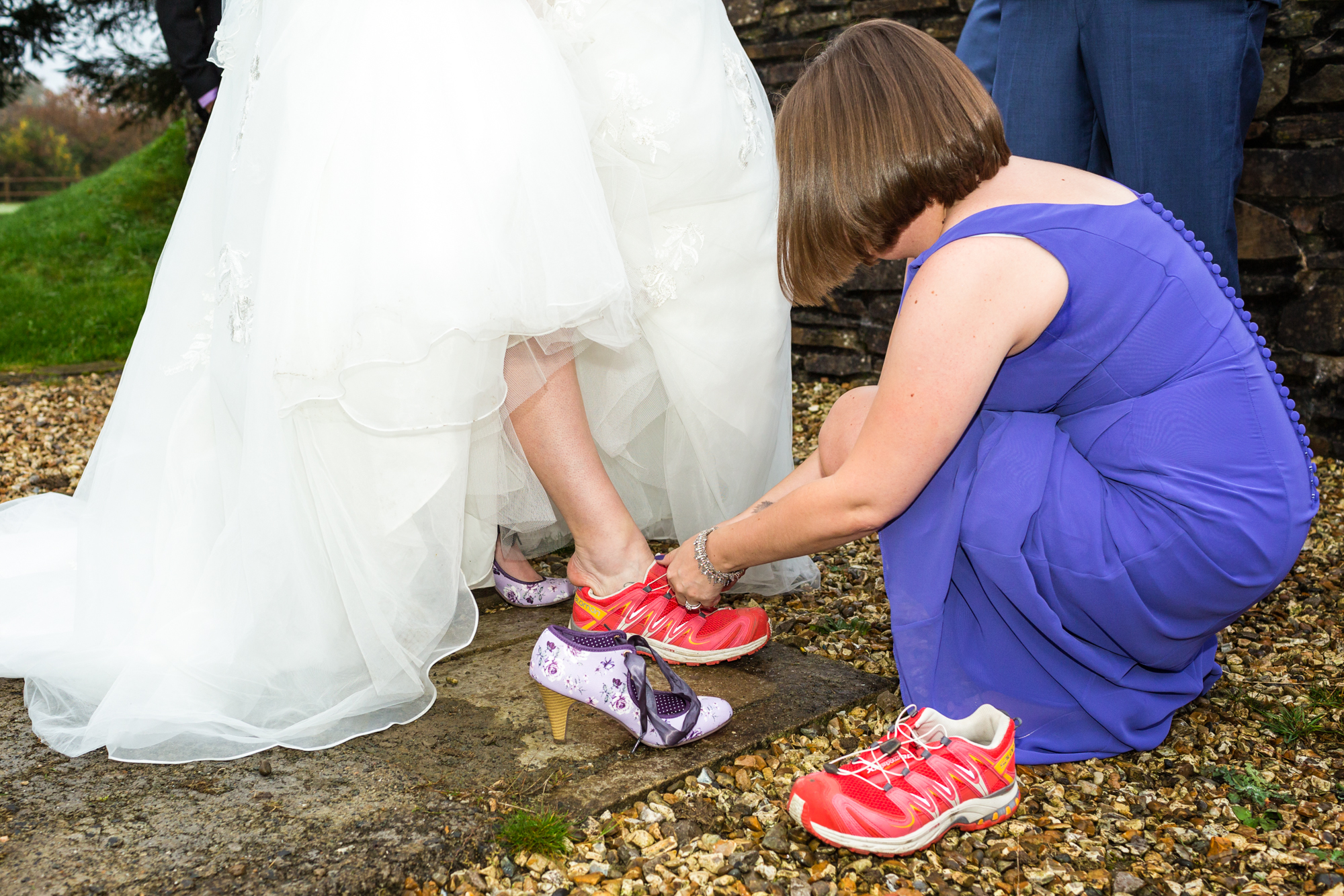 changing shoes at pontypridd wedding