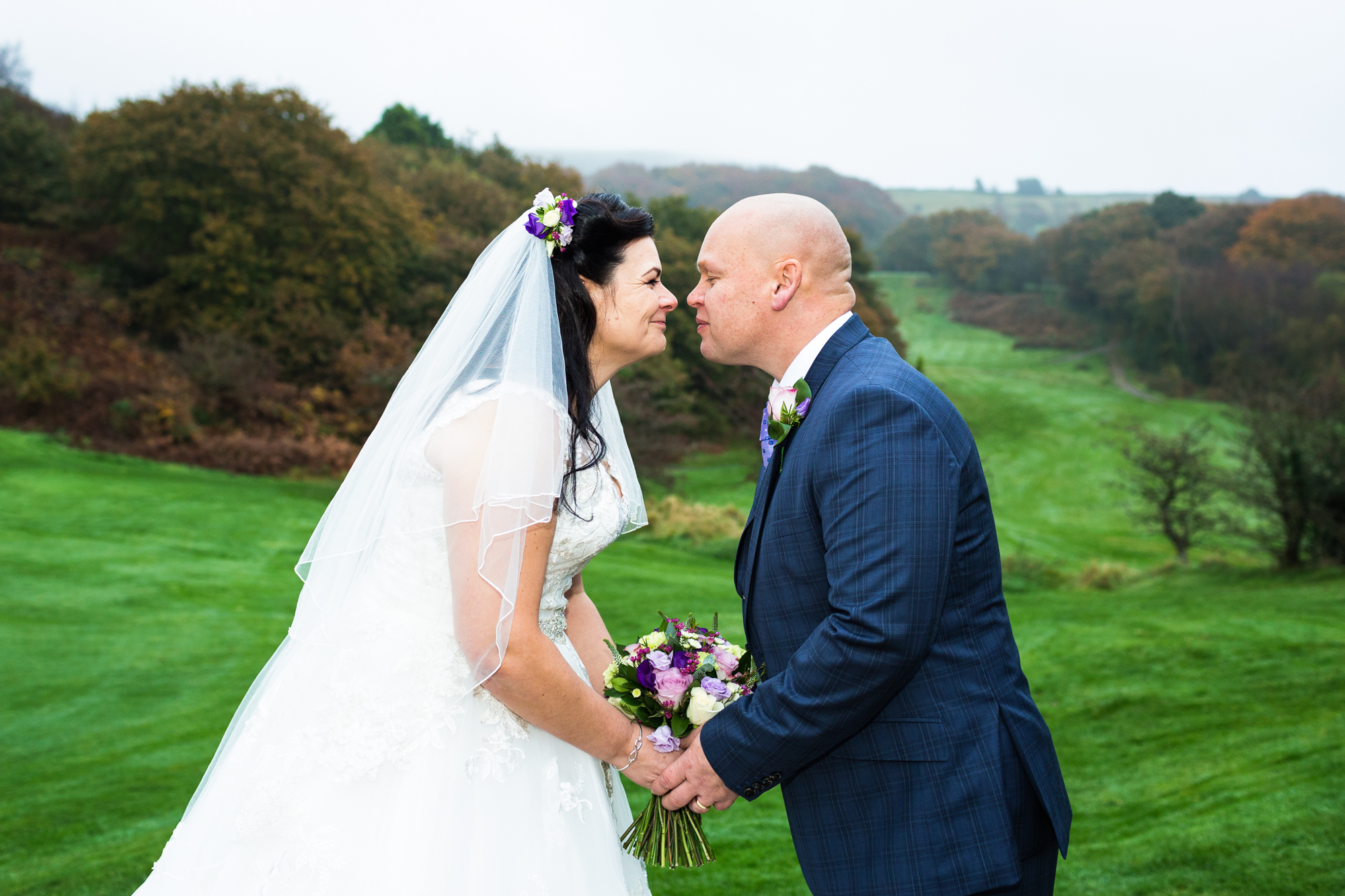 bride &amp; groom photos at pontypridd golf club wedding