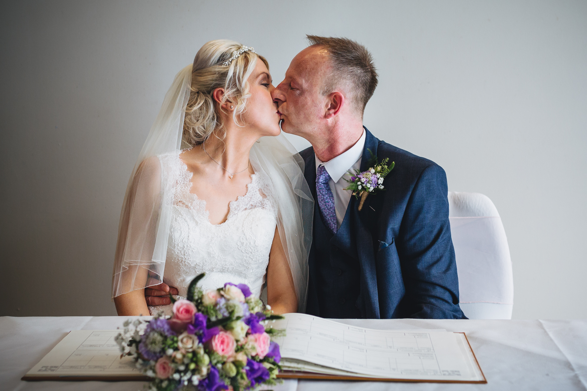 First kiss after getting married at  Park Plaza Hotel, Cardiff weddings